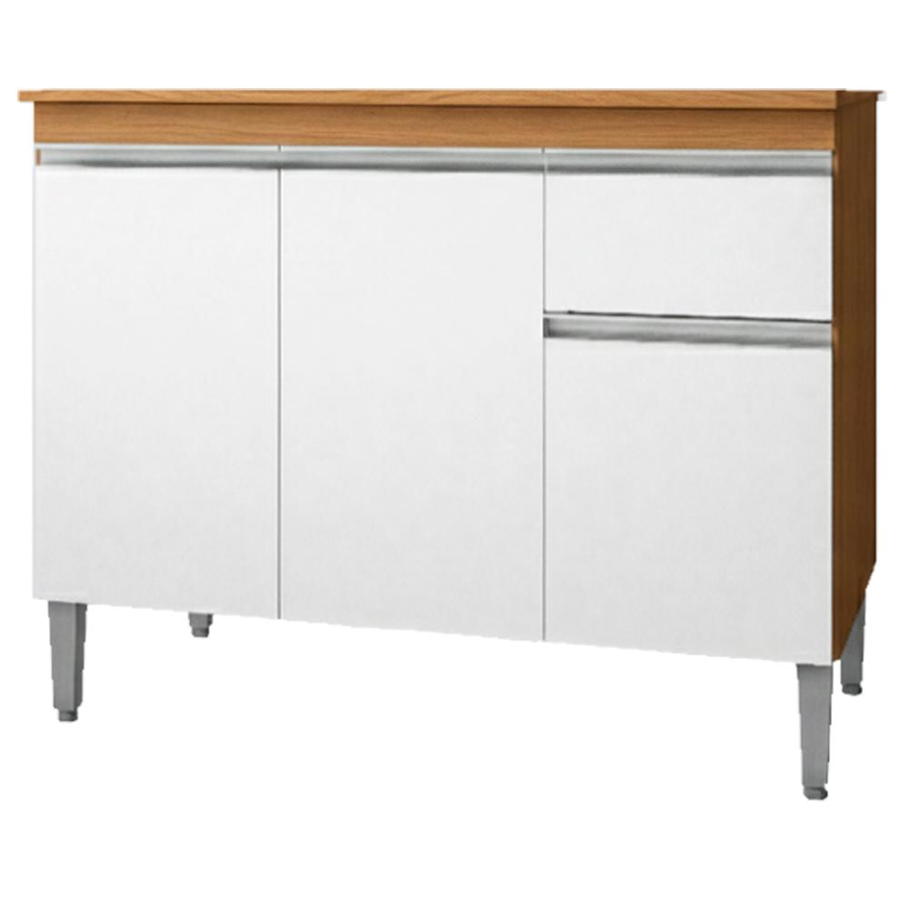 Balcao Com Tampo 100 Cm Tatiane Amendoa Branco Reajl Moveis