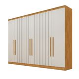 Guarda Roupa Oxford 6 Portas 4 Ripadas 4 Gavetas 100% Mdf Peroba-off White