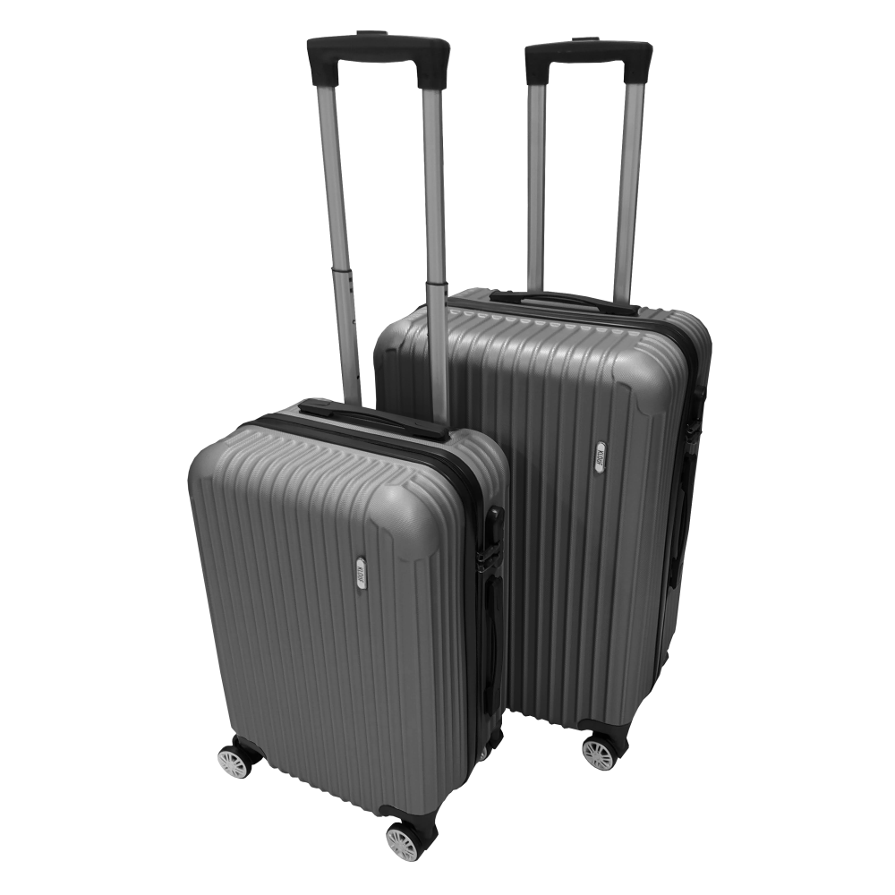 Kit Mala De Viagem Atlas 2 Peças Em Abs - P/m/g - Cinza Escuro