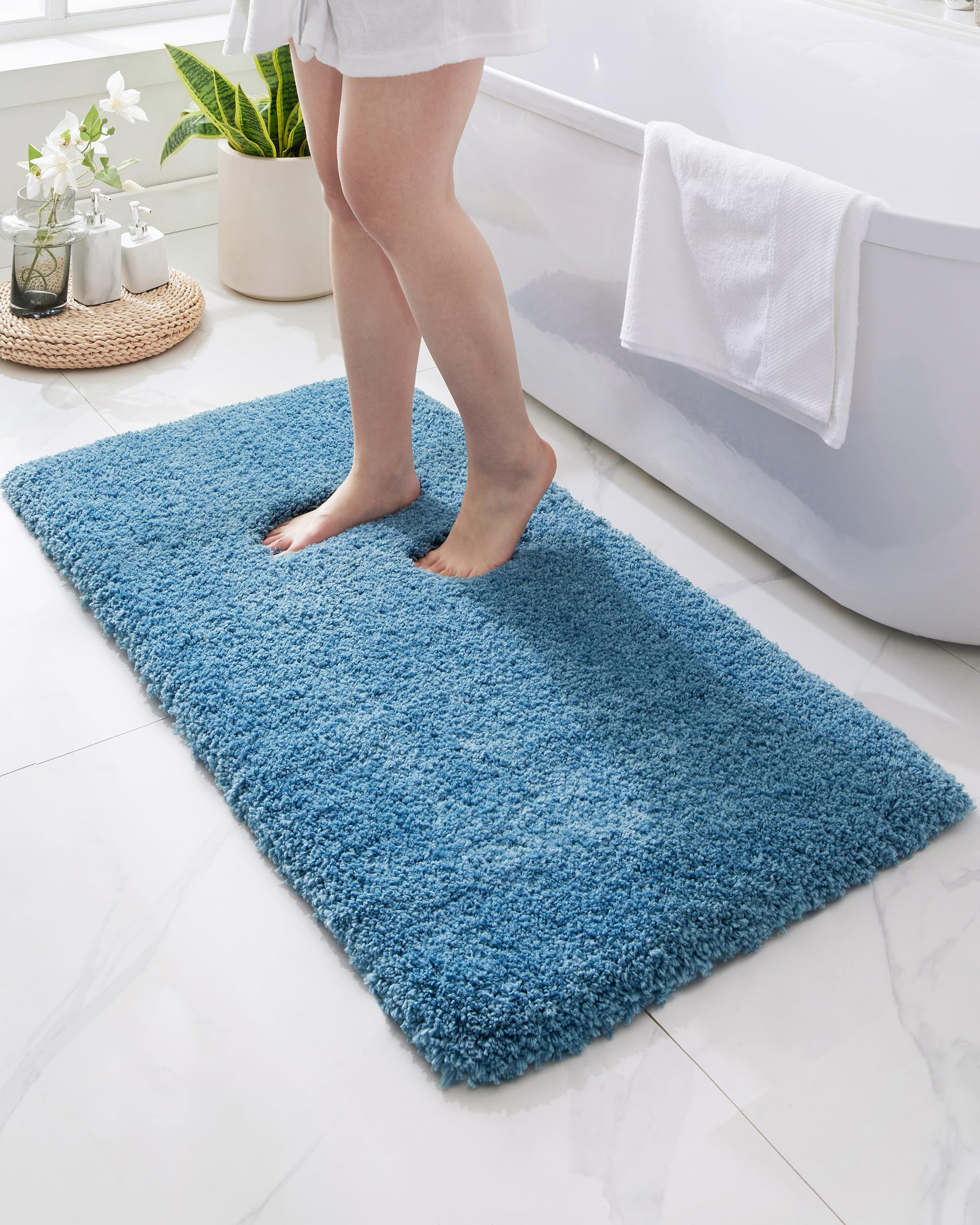 Tapete Bathroom Runner Disolla Blue 60x150cm, Antiderrapante, Lavável