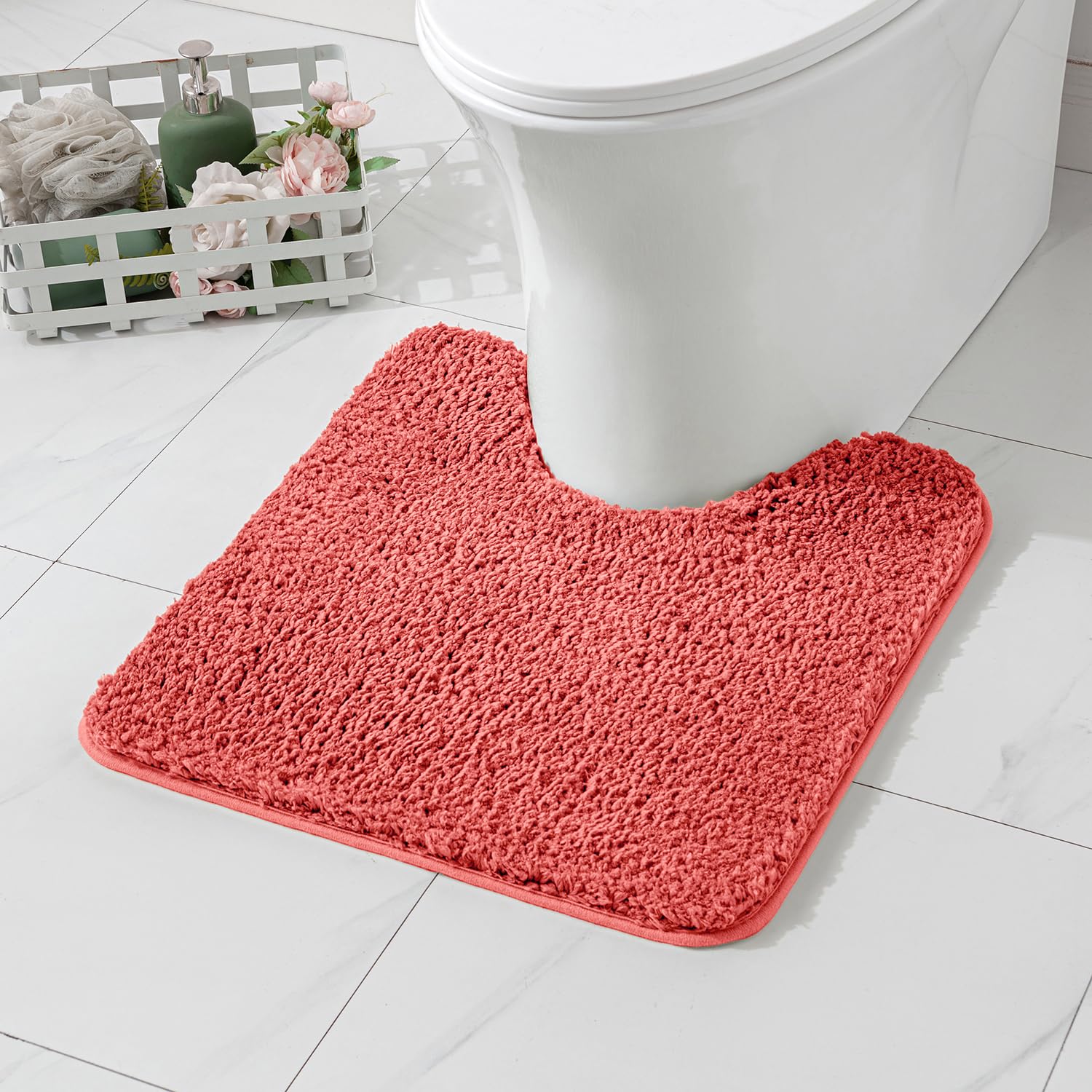 Tapete De Banho Miulee Microfiber Em Forma De U Contour Shaggy Rugs Coral