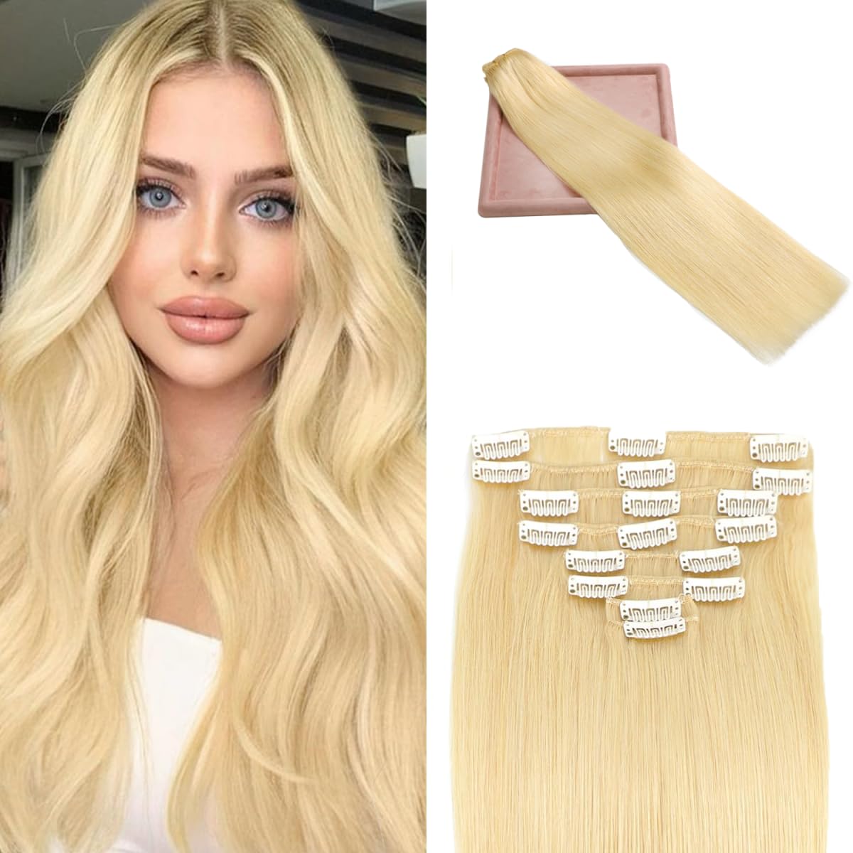 Extensões De Cabelo Clip In Poginja Real Human Hair 18 Polegadas 100g