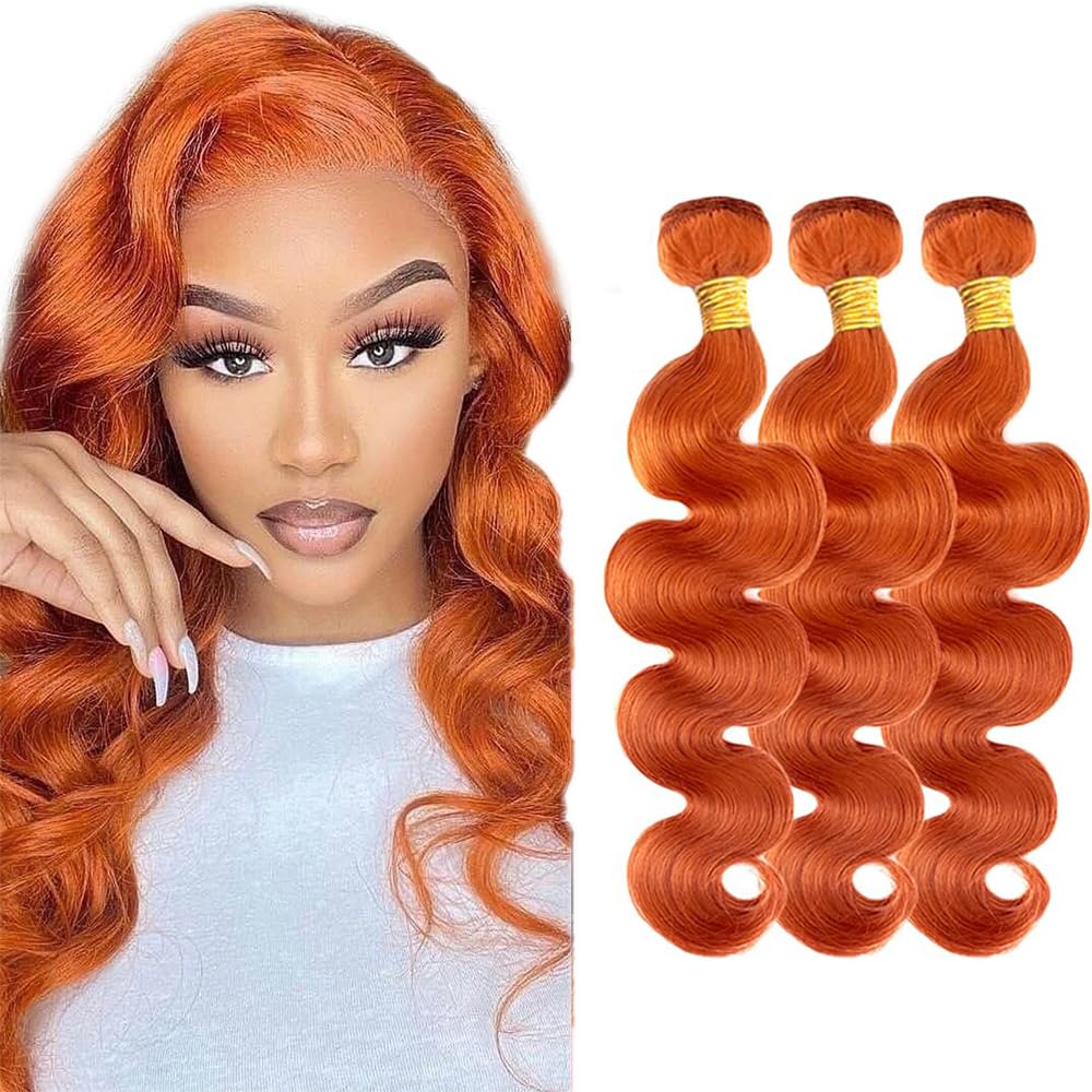 Pacote De Cabelo Auokmar Ginger Body Wave 40 45 50cm Peruano