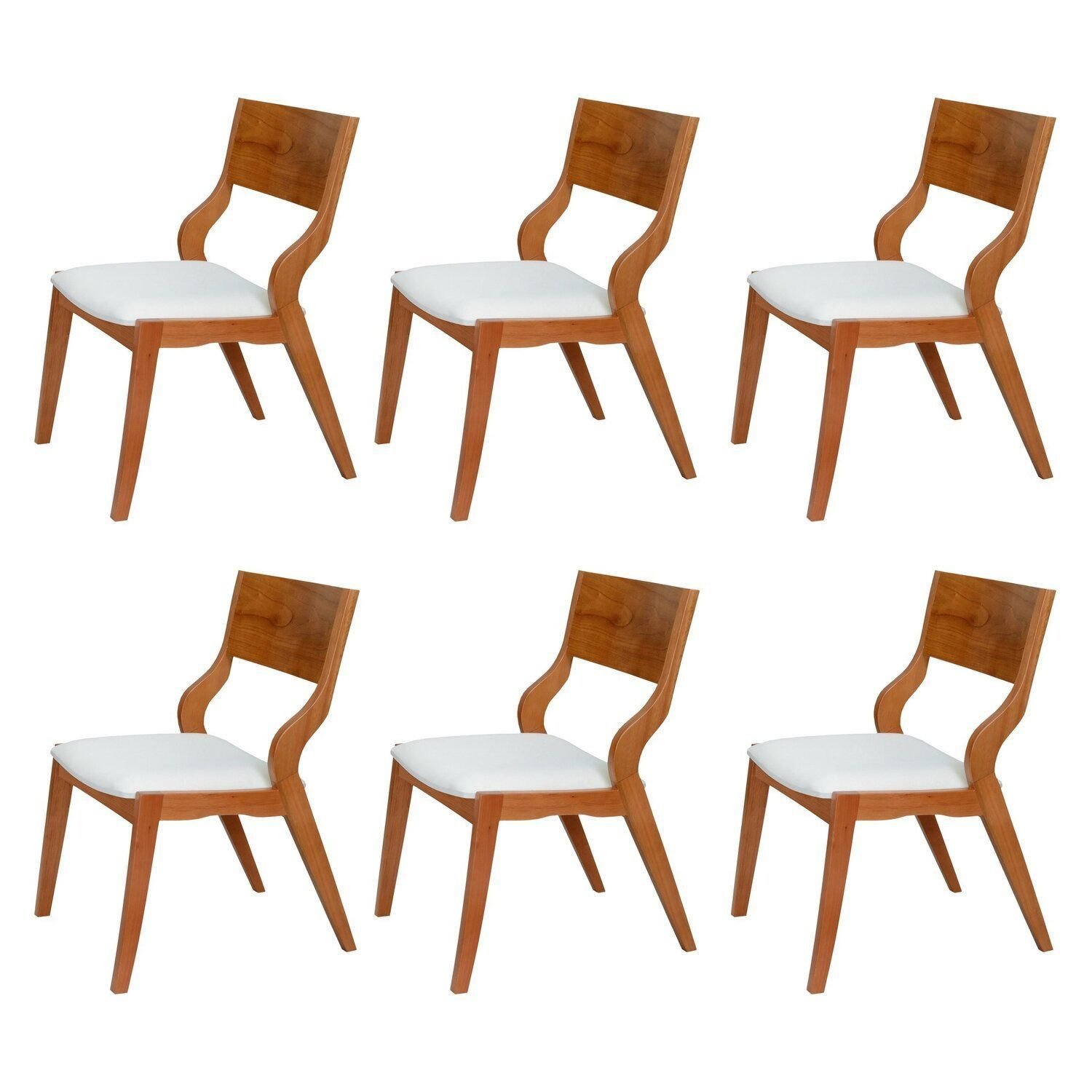 Kit 6 Cadeiras Madeira Maciça Multilaminada E Estofada Pérola Espresso Móveis Champagnhe/marrom Claro