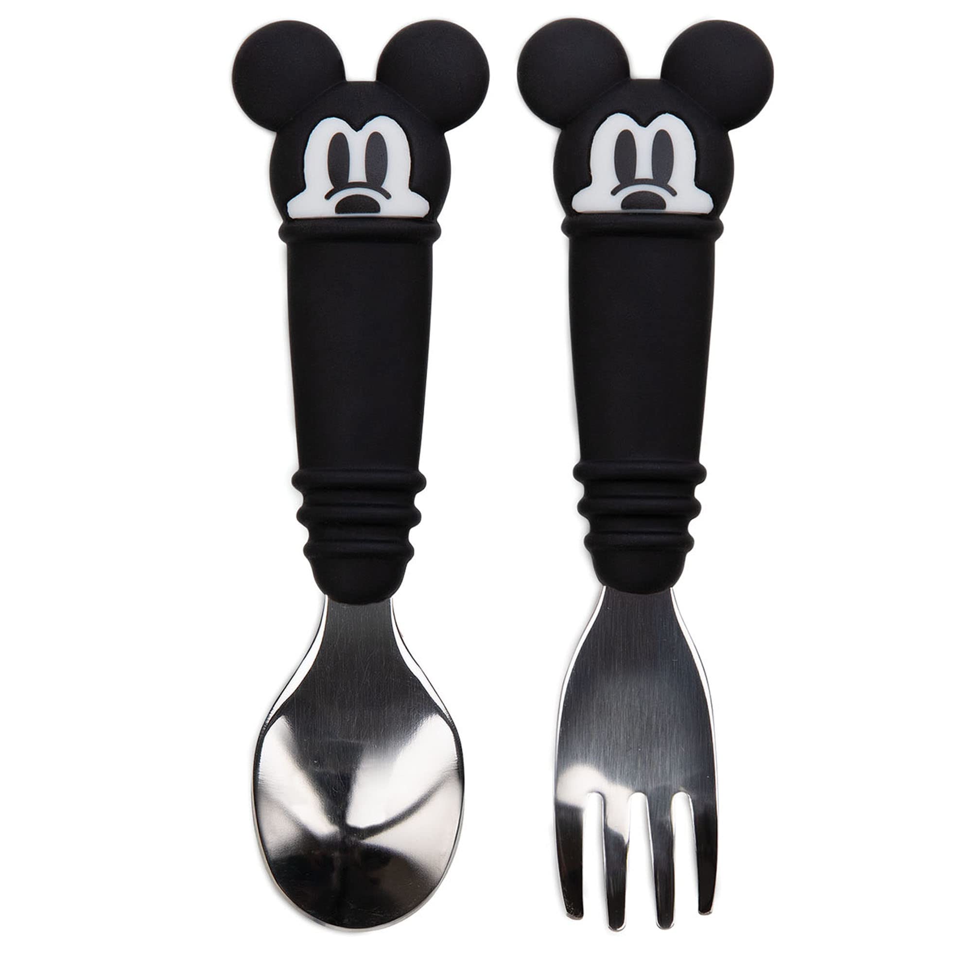 Utensílios Para Crianças Bumkins Disney Silicone Em Aço Inoxidável