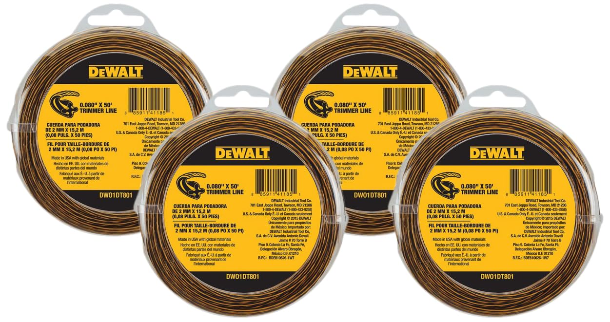 Linha De Corte De Cordas Dewalt Dwo1dt801 50 Pés X 0,080 Polegadas (pacote Com 4)