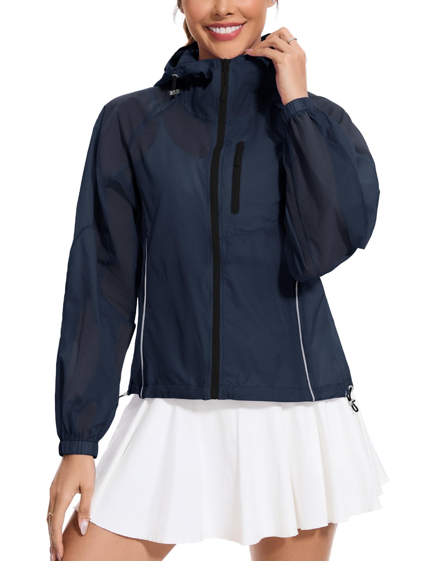 Jaqueta Aavoogue Athletic Zip Up Workout Running Spf Feminina Azul Marinho M