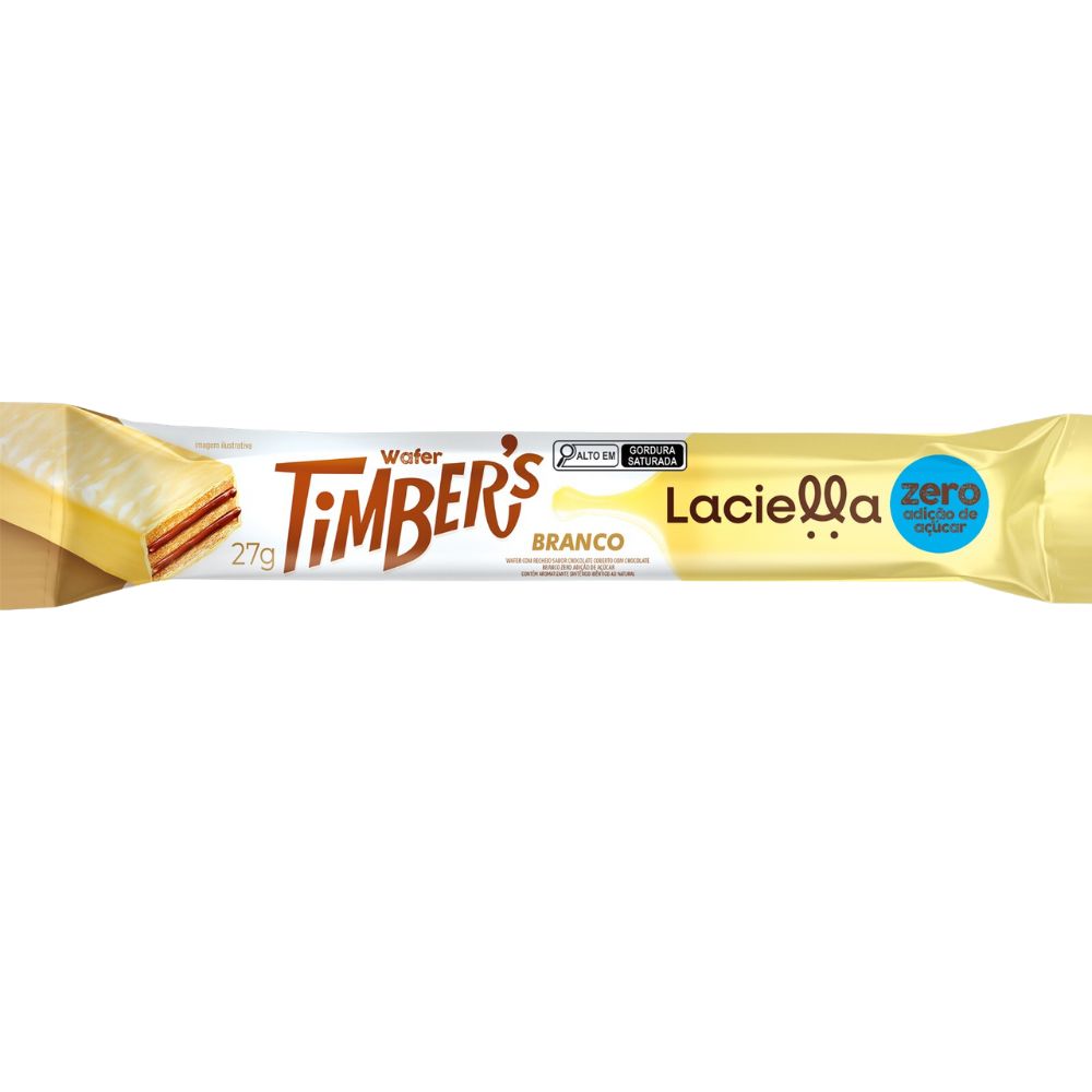 Chocolate Laciella Timbers Wafer  Zero Adição Açucar Branco 27g