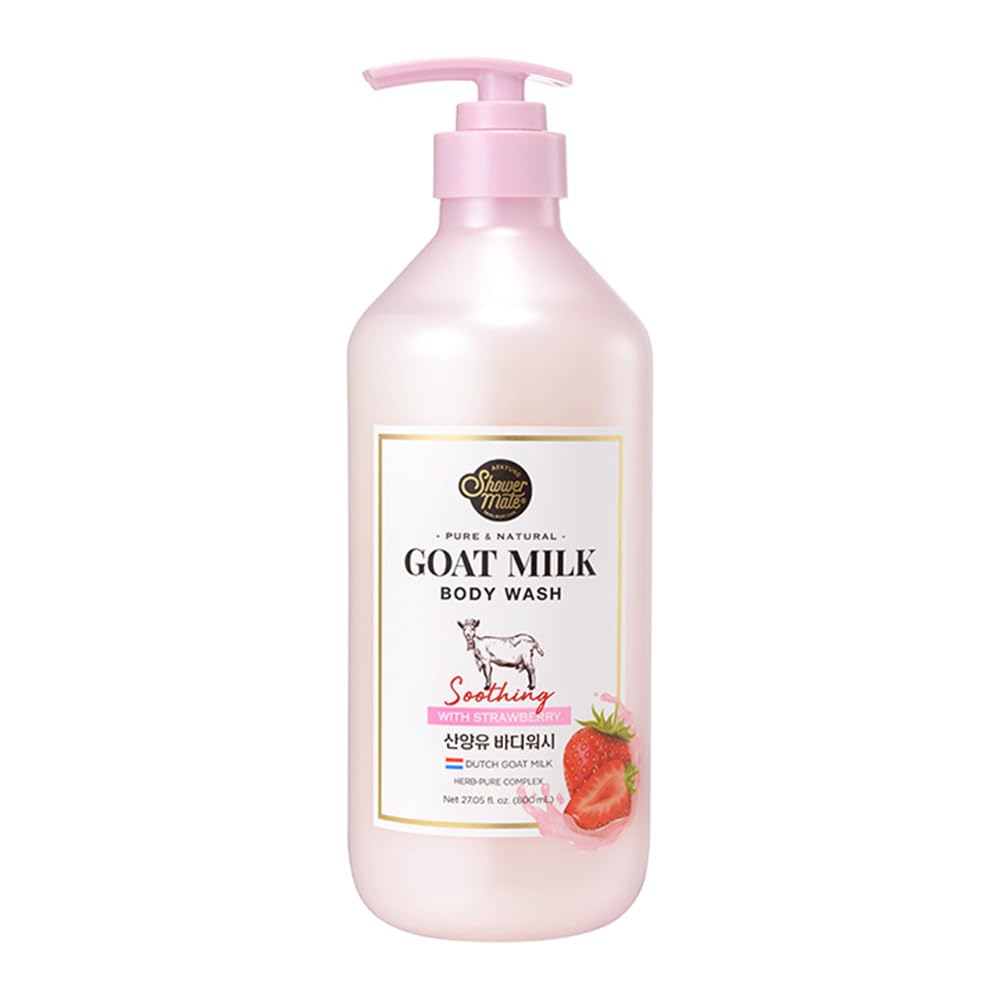 Sabonete Líquido Showermate De Leite De Cabra E Morango 800 Ml (1 Pacote)