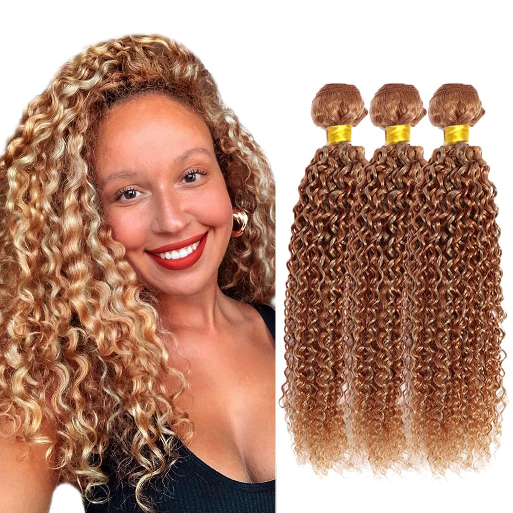 Pacotes De Cabelo Gveoxvo Kinky Curly P27/30 8a Peruvian Virgin X3