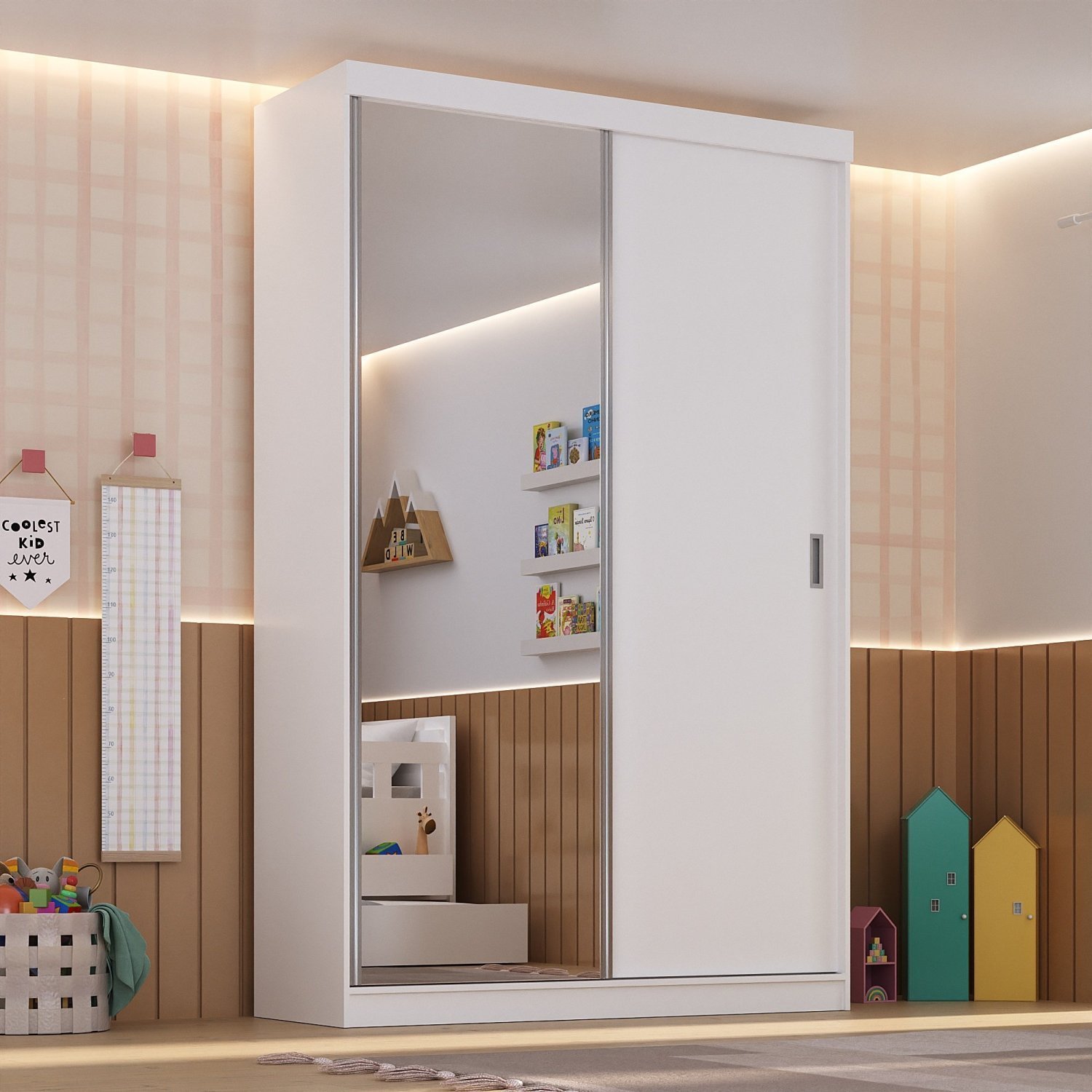 Guarda Roupa Infantil/juvenil 2 Portas 1 Espelho 2 Gavetas Branco