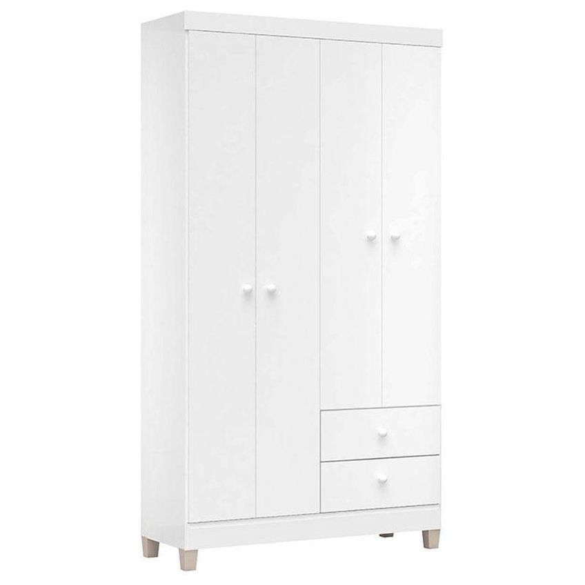Cômoda E Guarda Roupa 4 Portas Baby Kids Branco Flex - Incorplac - imagem 3