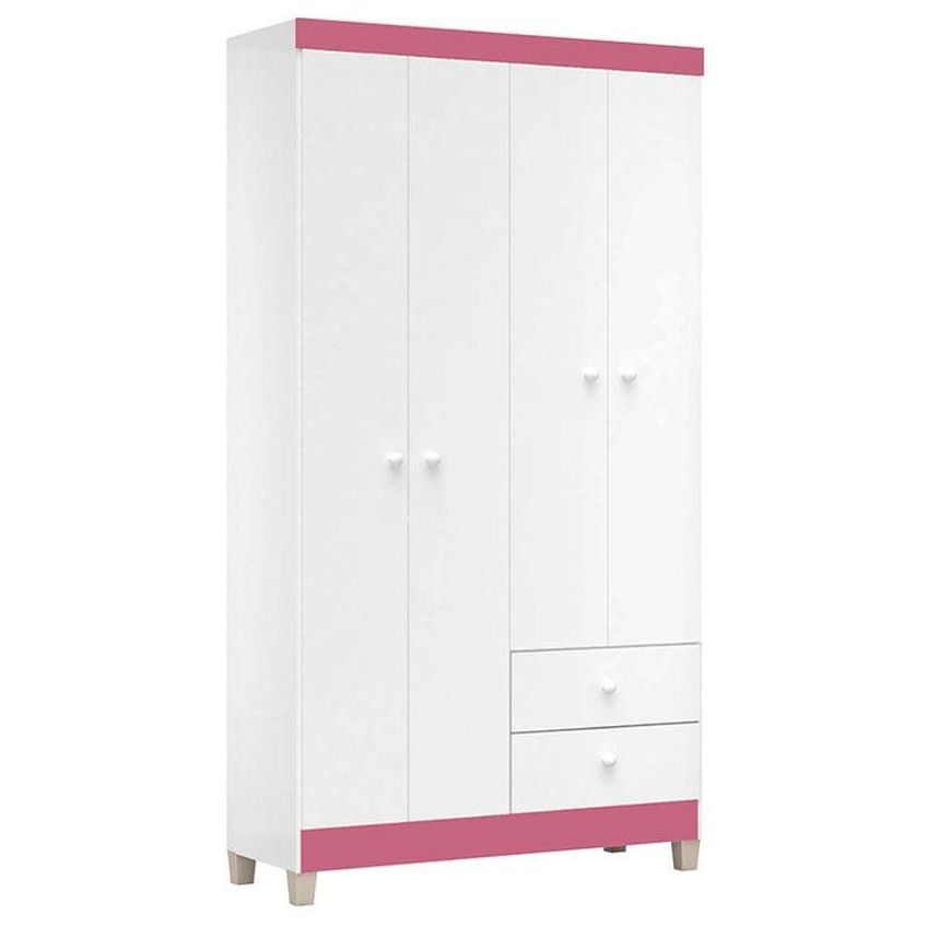 Cômoda E Guarda Roupa 4 Portas Baby Kids Branco Flex - Incorplac - imagem 4