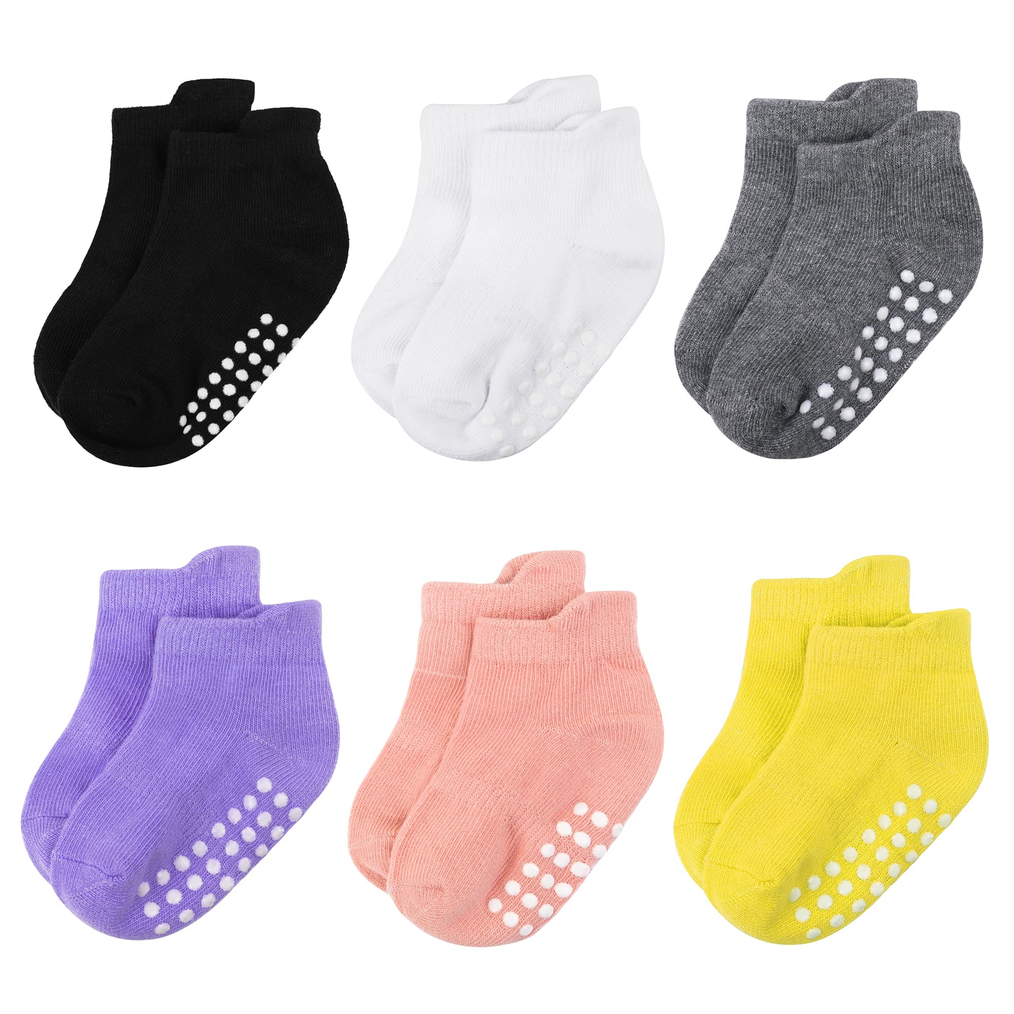 Meias De Bebê Jealkip, Pacote Com 6 Unidades, Algodão Antiderrapante, Para 3 A 10 Anos