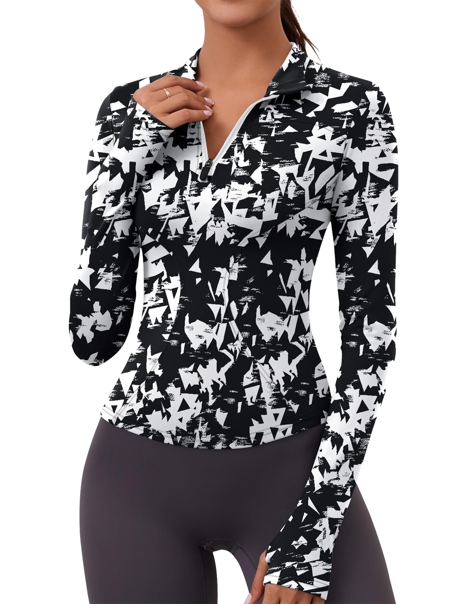 Pulôver Crop Top Com Zíper E Manga Comprida Para Exercícios Lomon