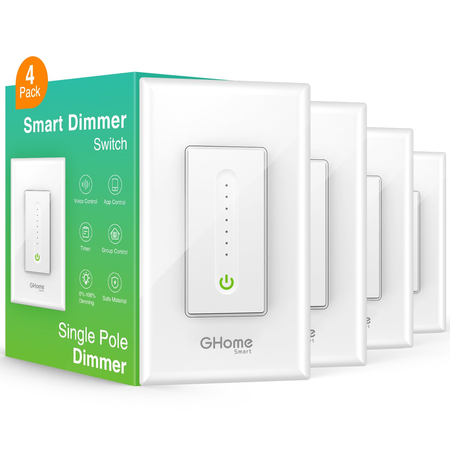 Smart Dimmer Switch Home Single Pole Wifi Alexa/google Pack