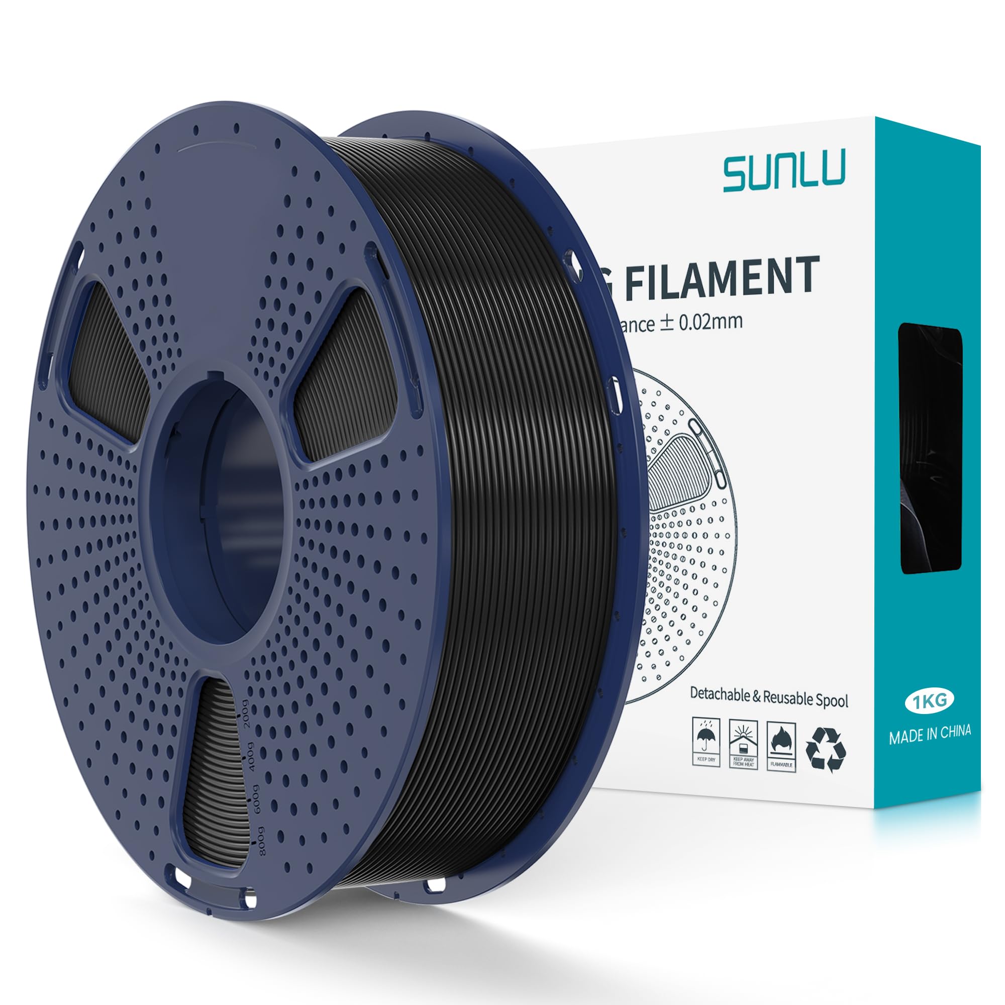 Filamento Para Impressora 3d Sunlu Pla+ 2.0 1,75 Mm 1kg Preto