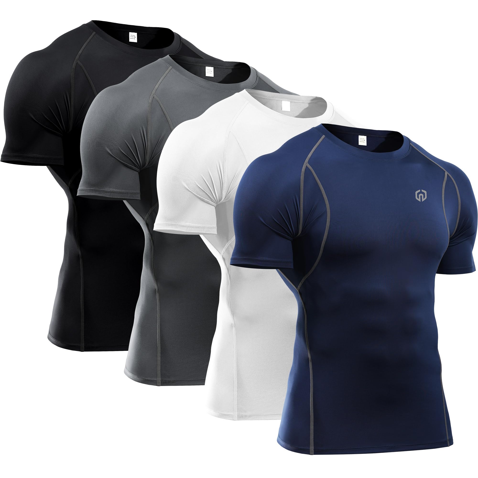Camisetas De Compressão Neleus Workout Athletic Masculinas, 2gg, Pacote Com 4