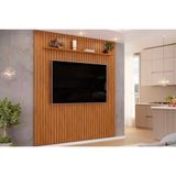 Home P- Tv Até 65 Pol Pratic Ripado C- 1 Prateleira 223x240cm Freijo - Dj Móveis