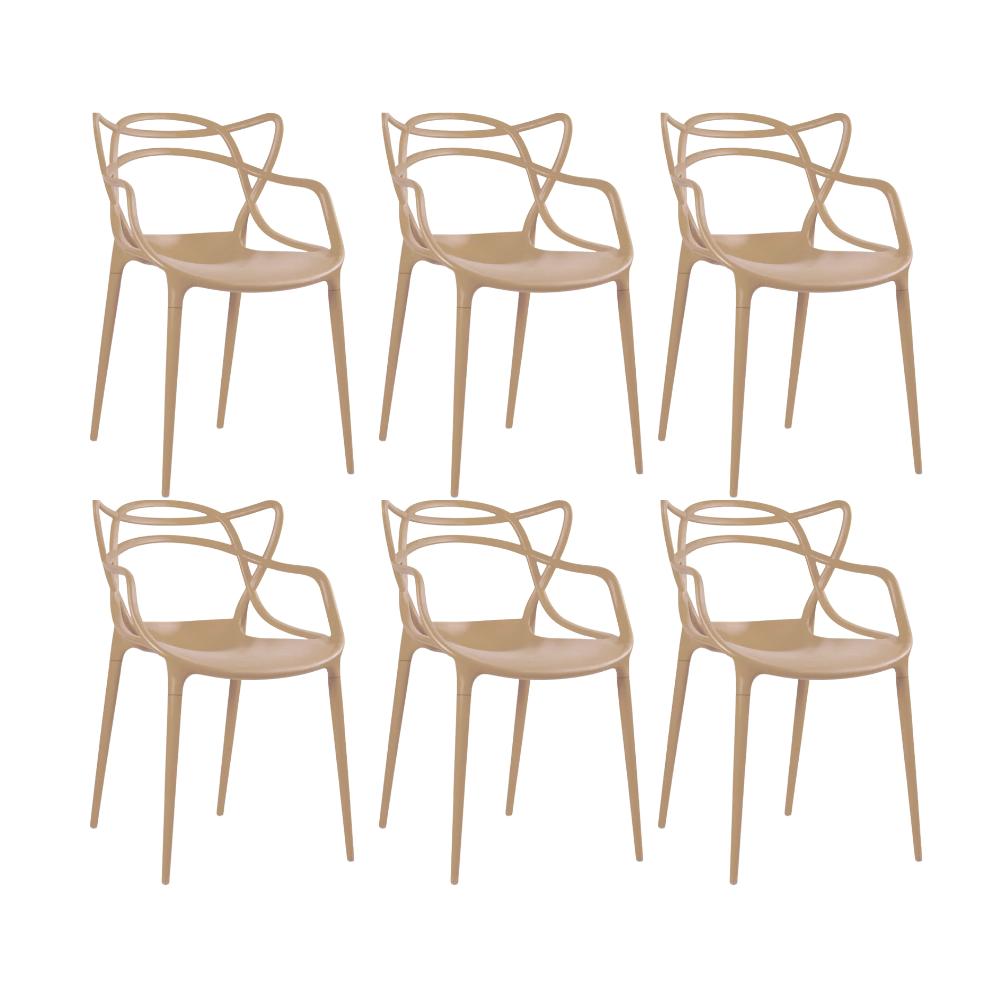 Kit 6 Cadeiras Masters Allegra Com Assento Removível Nude