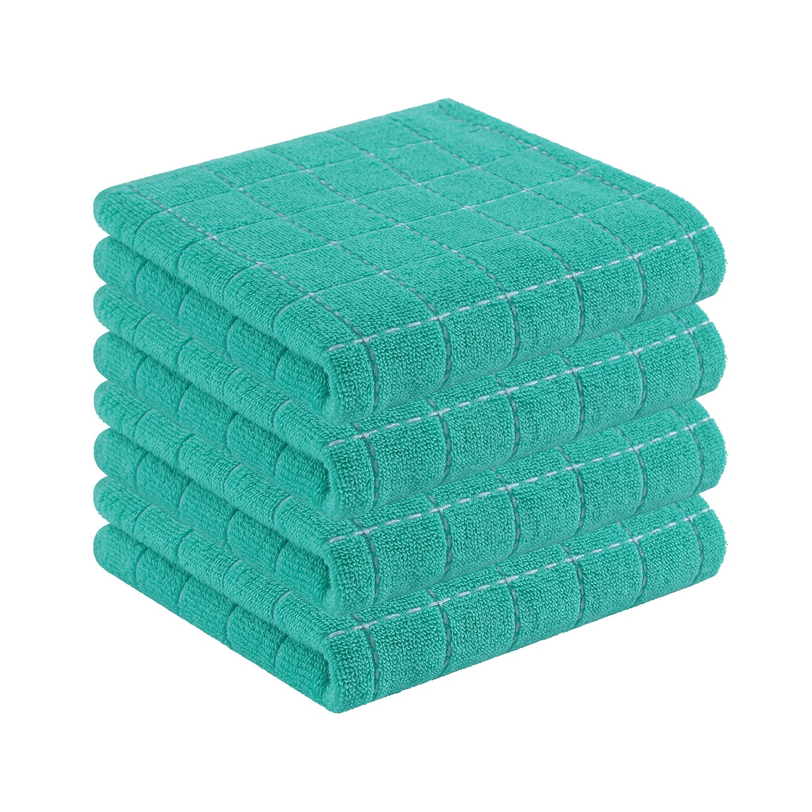 Toalhas De Cozinha Homaxy 100% Algodão Terry, Pacote Com 4, Turquesa