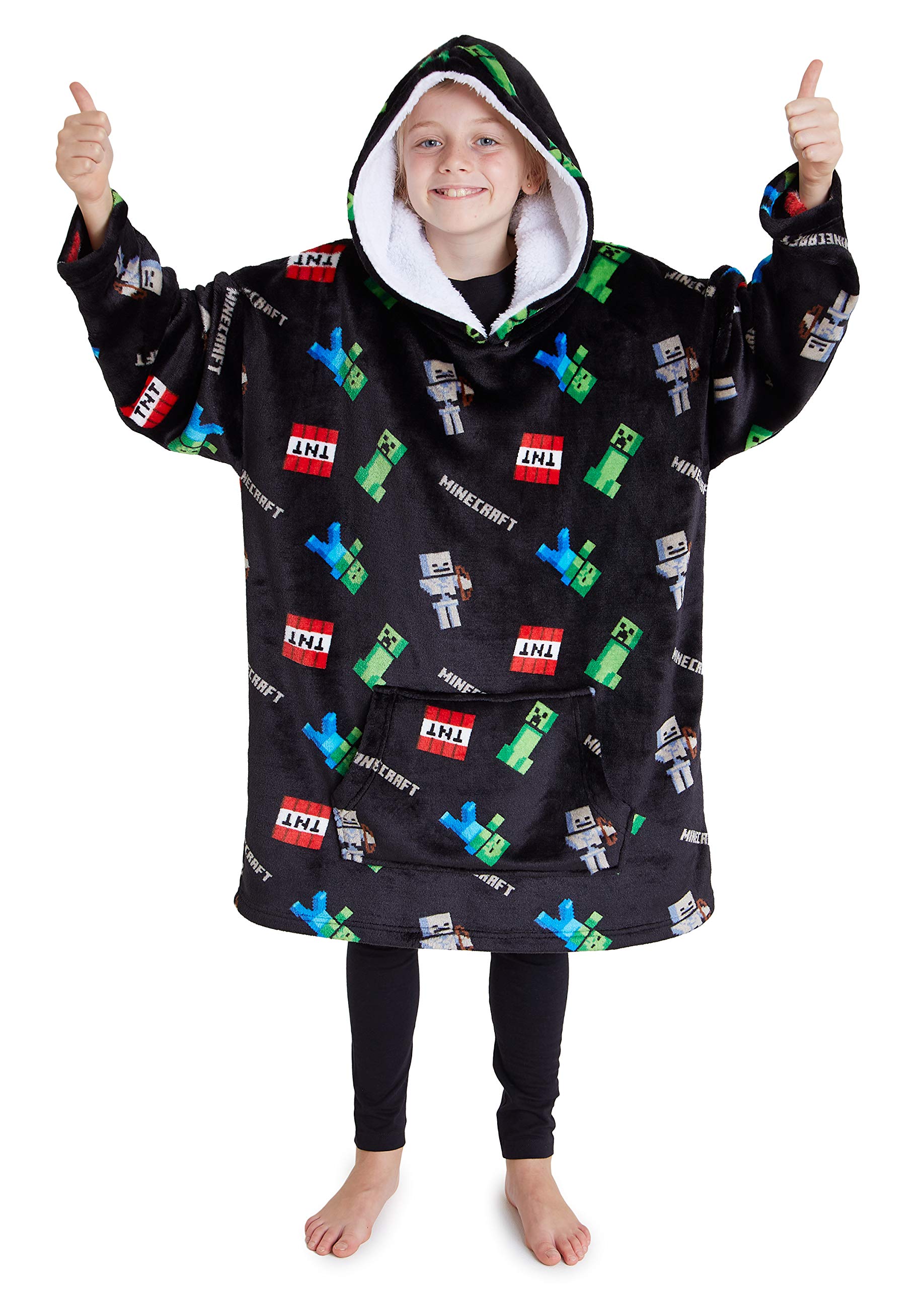 Vestido De Lã Minecraft Boys Com Capuz Preto