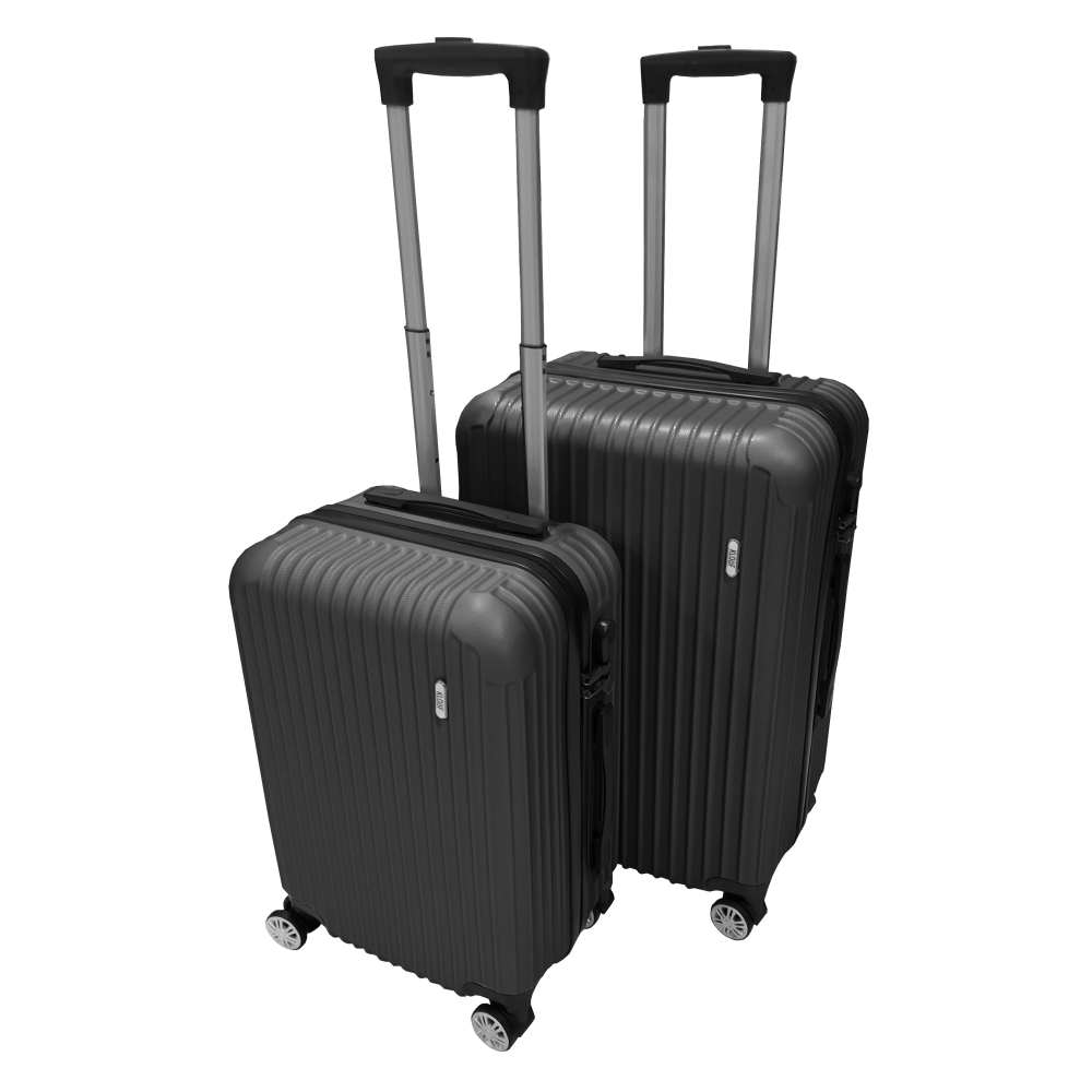 Kit Mala De Viagem Atlas 2 Peças Em Abs - P/m/g - Preta