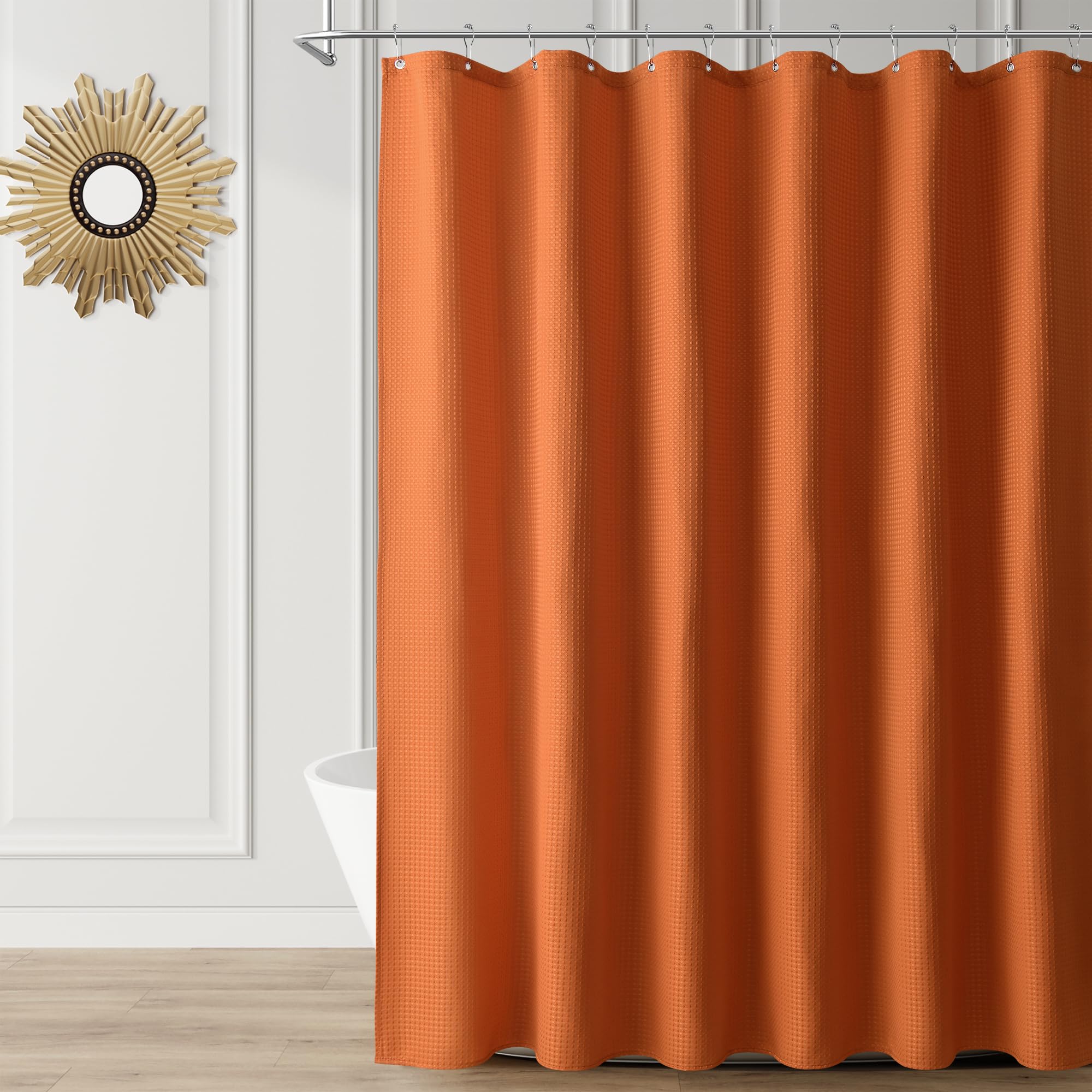 Cortina De Chuveiro Naturoom Burnt Orange 180x210cm Com Ganchos