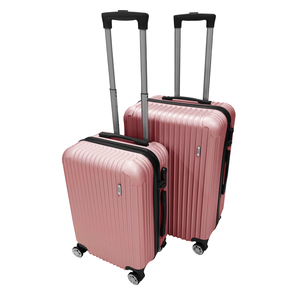 Kit Mala De Viagem Atlas 2 Peças Em Abs - P/m/g - Rose Gold