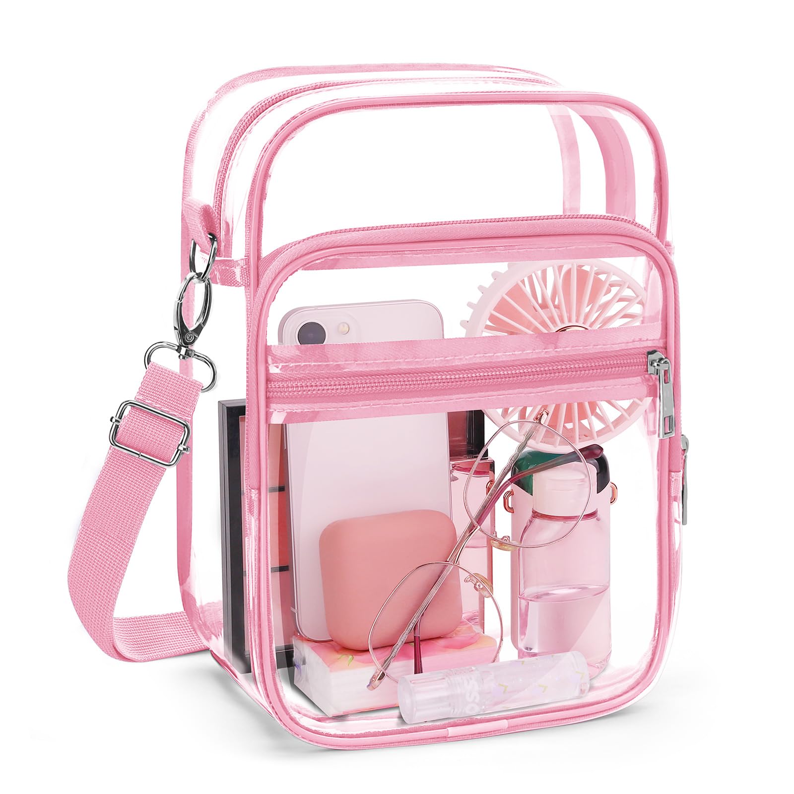 Bolsa Tiracolo Transparente Blvornl Stadium Aprovada Em Pvc Rosa