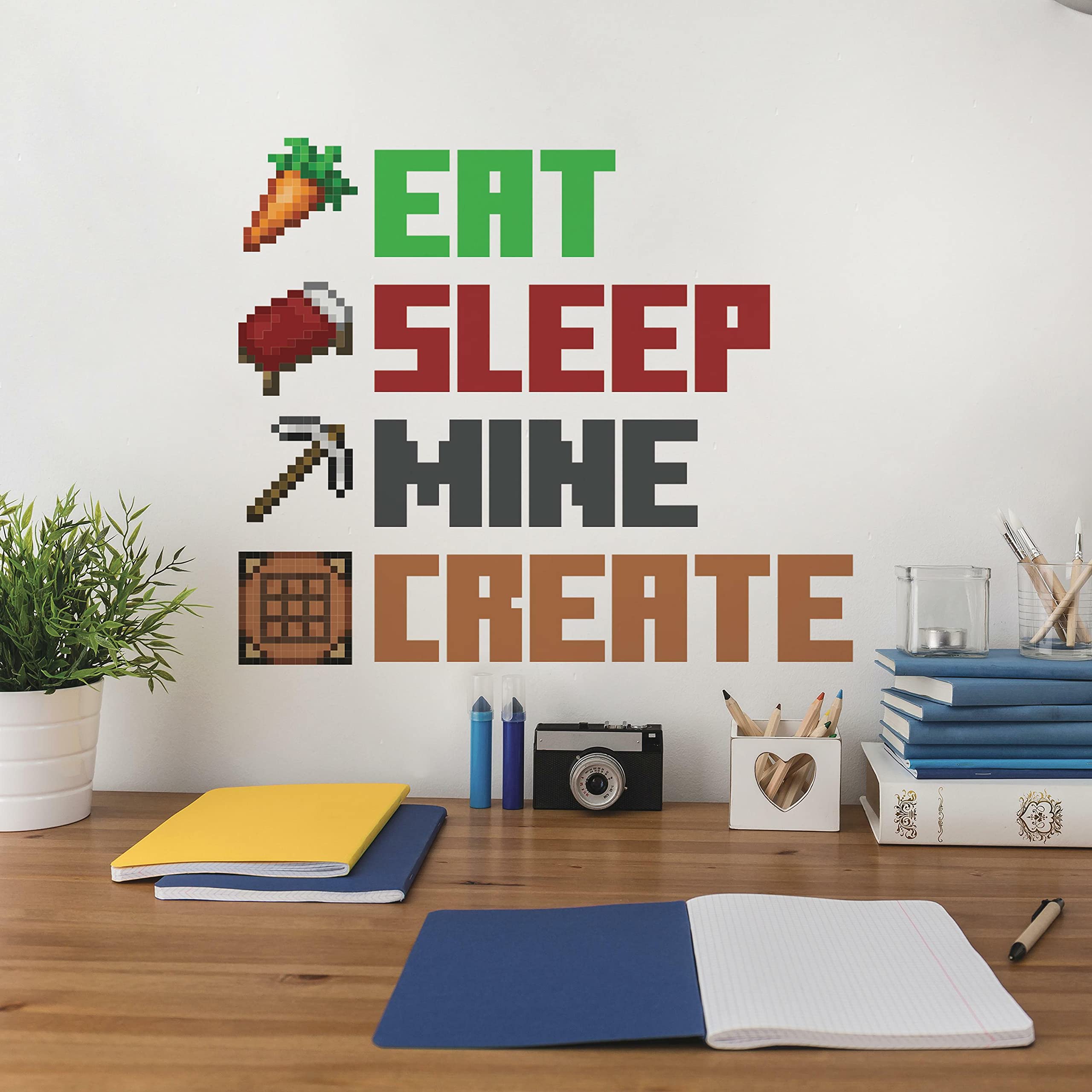 Decalque De Parede Roommates Minecraft Eat Sleep Mine Criar Cotação