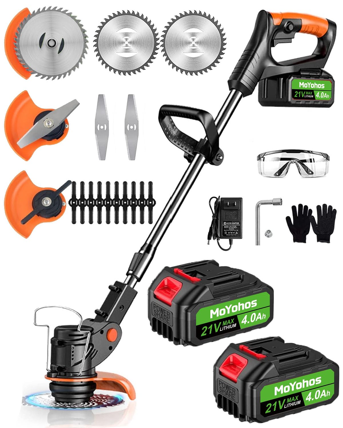 Limpador Elétrico De Ervas Daninhas Sem Fio Moyohos 21v Com Baterias 2x4.0