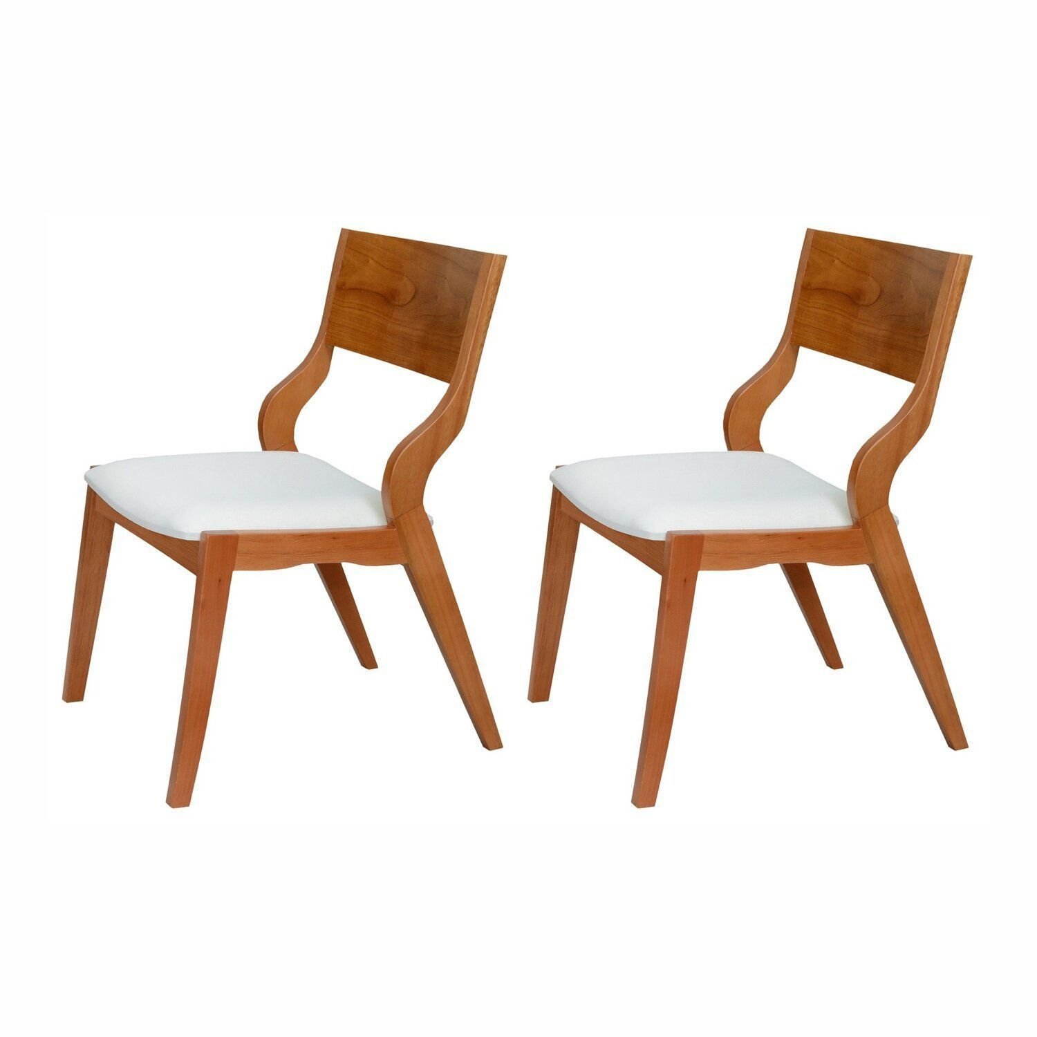 Kit 2 Cadeiras Madeira Maciça Multilaminada E Estofada Pérola Espresso Móveis Champagnhe/marrom Claro