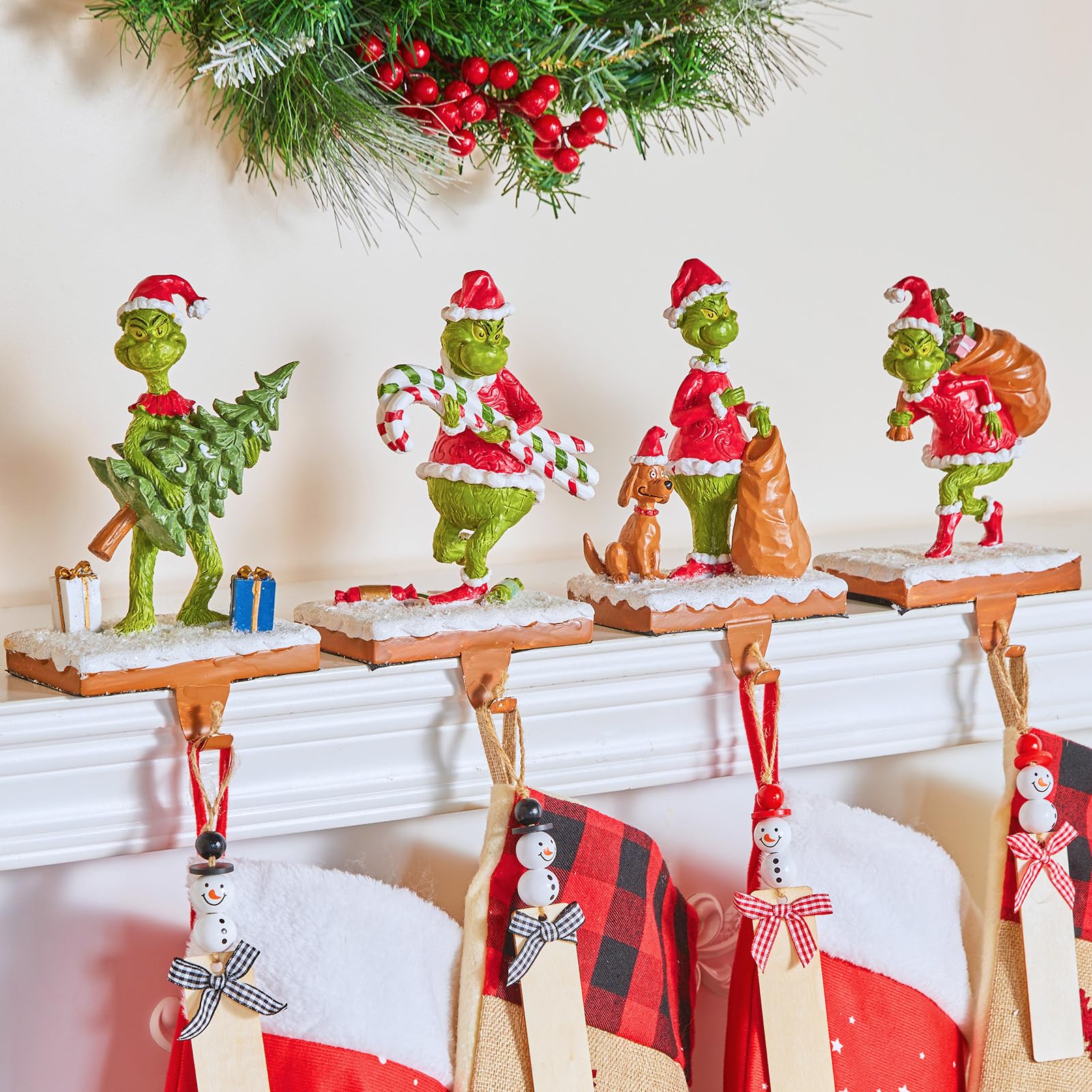 Conjunto De 4 Suportes De Meias De Natal Minetom 3d Resin