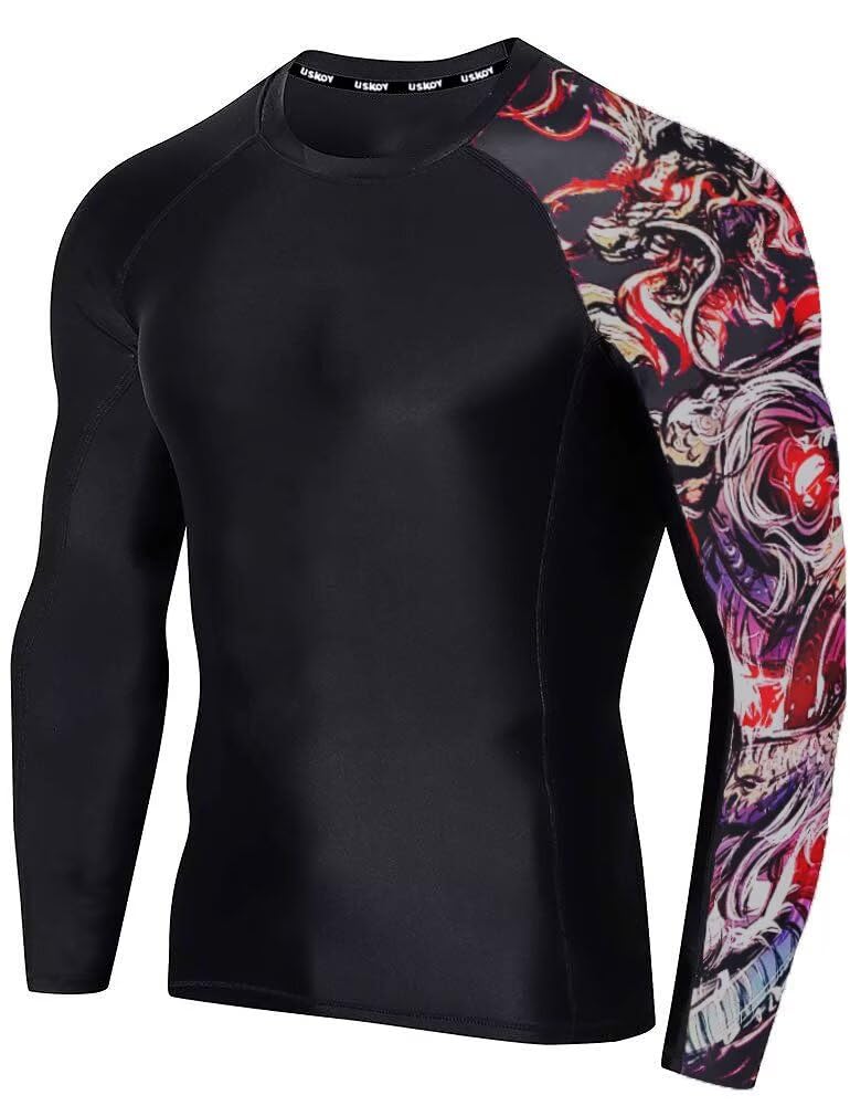 Camada De Base De Compressão Rash Guard Uskoy Devil Dragon Men