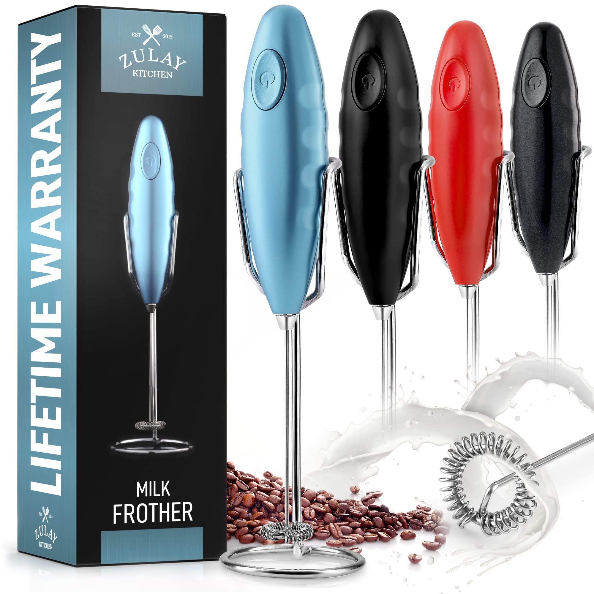 Milk Frother Zulay Double Grip Elétrico Portátil Azul Metálico