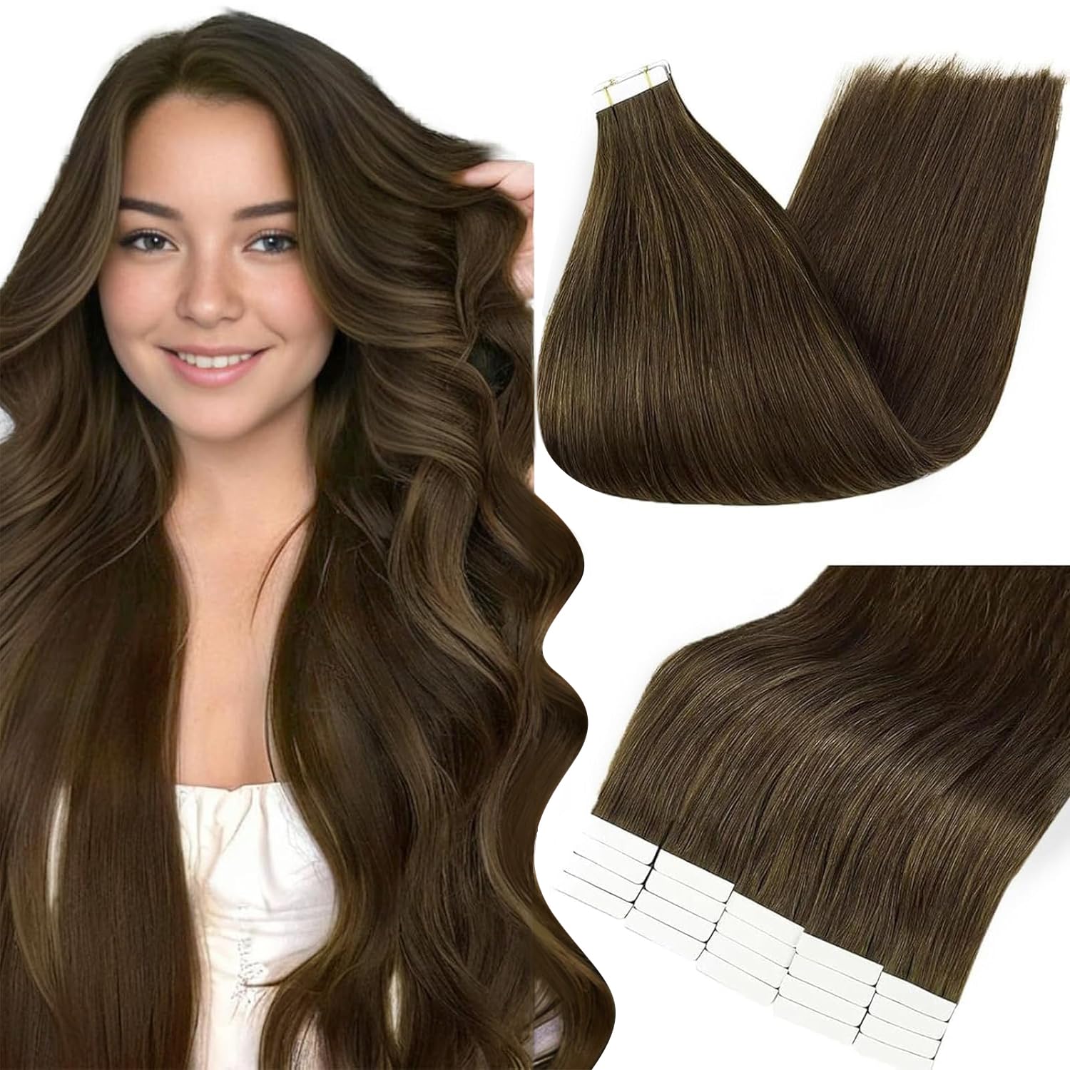 Extensões De Cabelo Full Shine Tape Em 50 G E 20 Cm Remy Human Hair