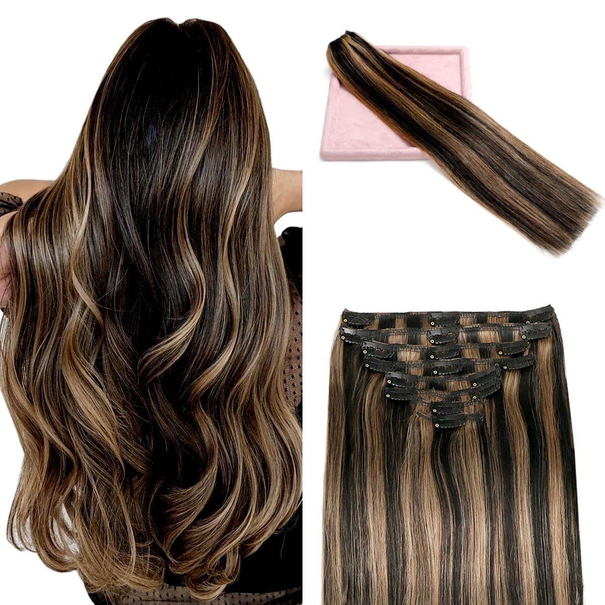 Extensões De Cabelo Clip In Poginja Real Human Hair 18 Polegadas 100g