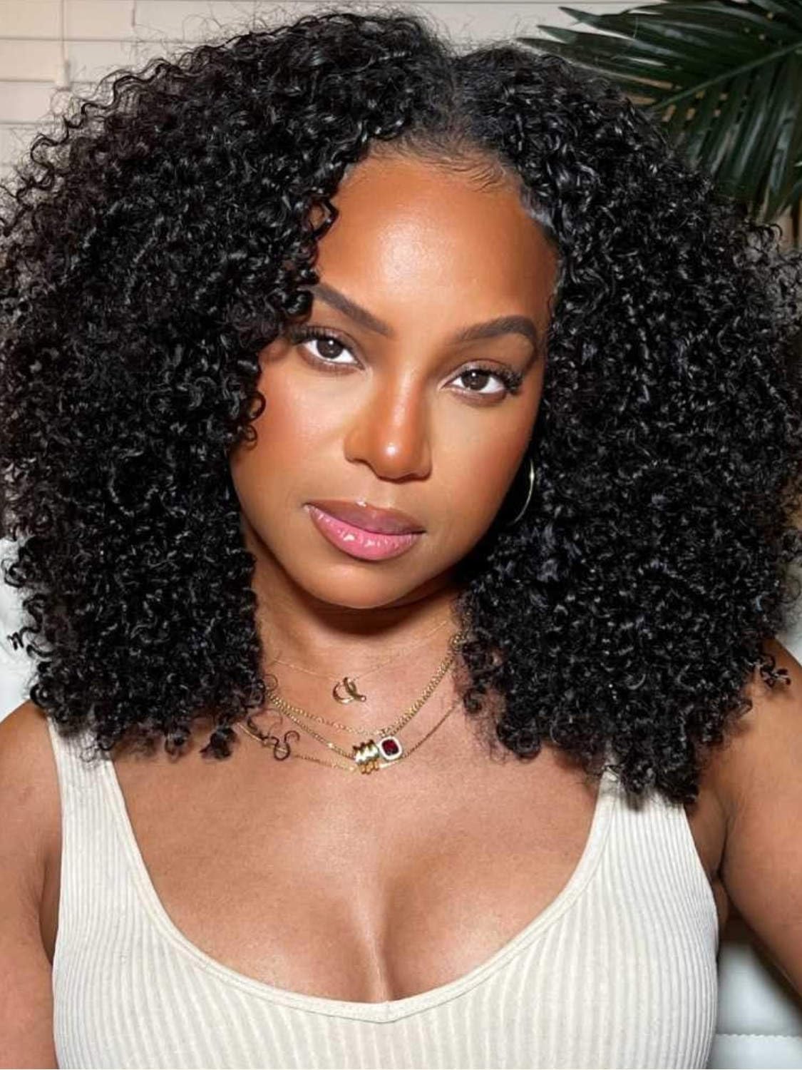 Peruca Beauty Forever V Part Kinky Curly Human Hair 16 Polegadas
