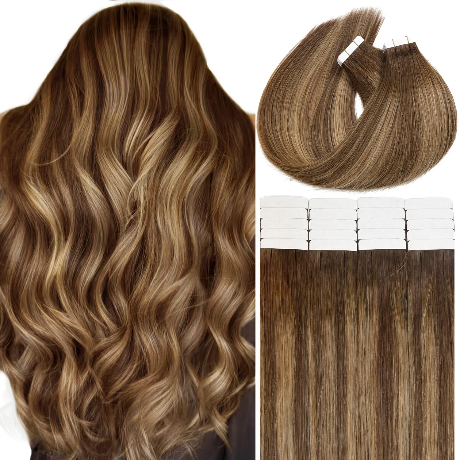 Extensões De Cabelo Anrosa Real Human Hair Tape-in 50g 22cm