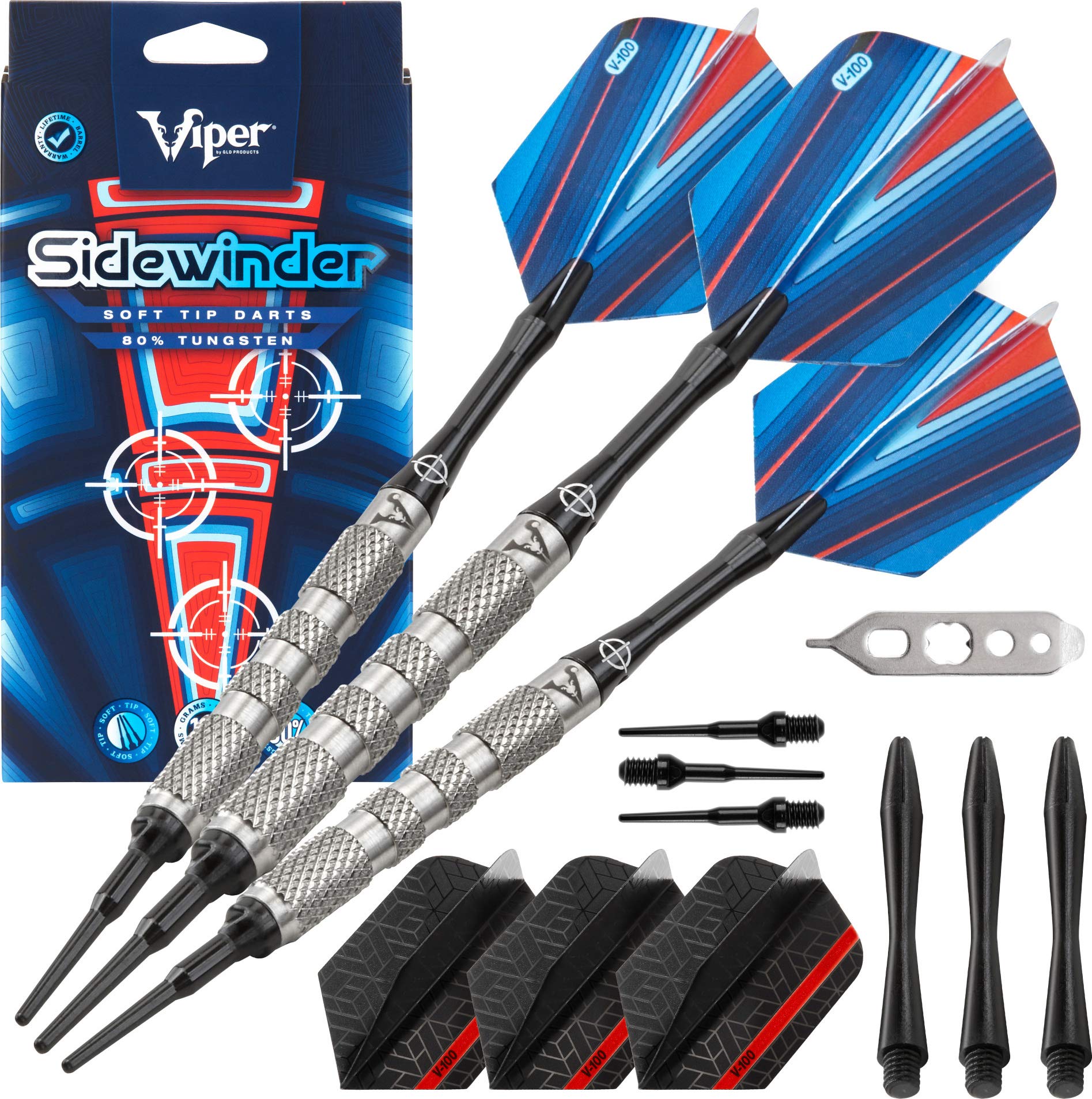 Darts Viper Sidewinder 80% Tungstênio, Ponta Macia, 18 G, Prata