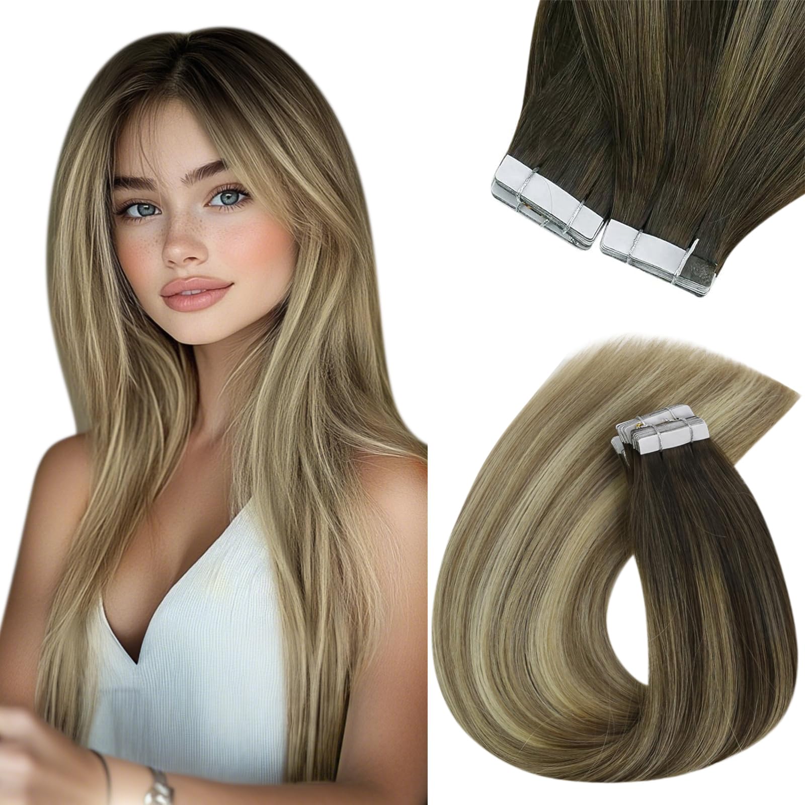Fita Adesiva Em Extensões De Cabelo Sunny Hair Ombre Blonde 50 G 20 Unidades