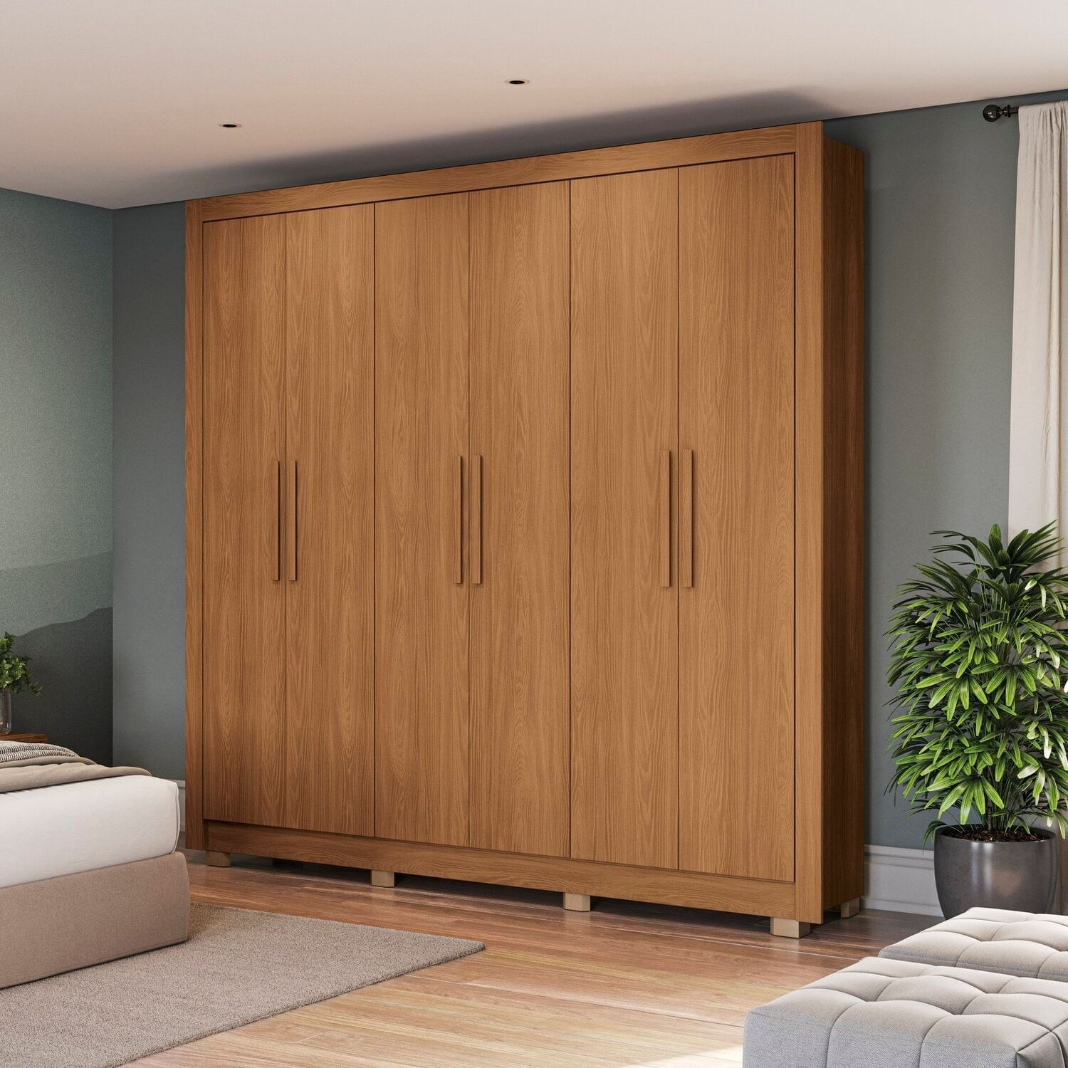 Guarda-roupa Casal 6 Portas 3 Gavetas Harmonia Canela