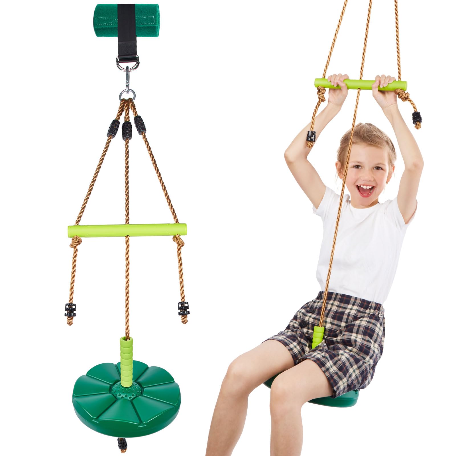Swing Set Agptek Disc Swing Com Barras De Macaco Para Tirolesa Verde