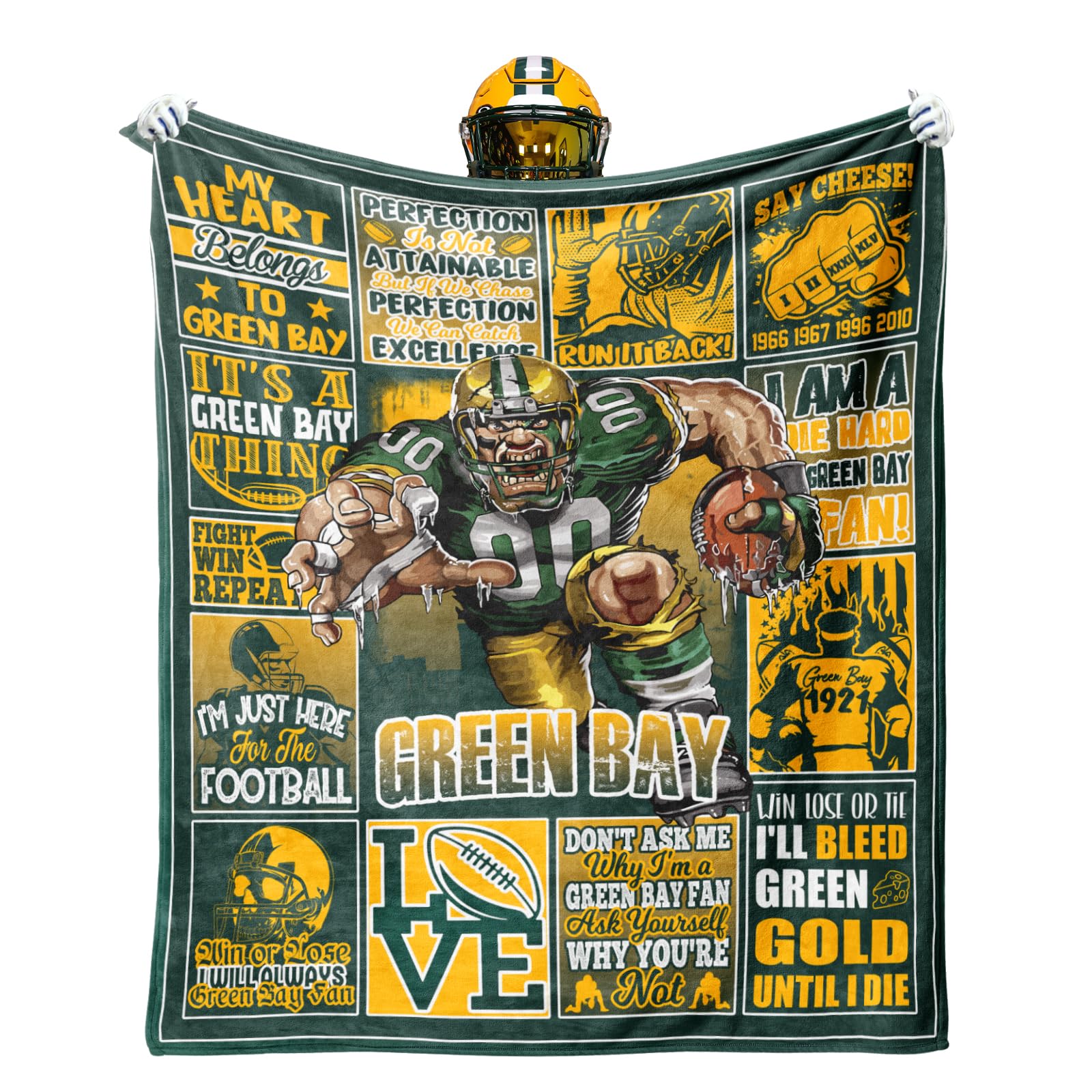Throw Blanket Vigkoir Green Football Team, Flanela De 80 X 60 Polegadas