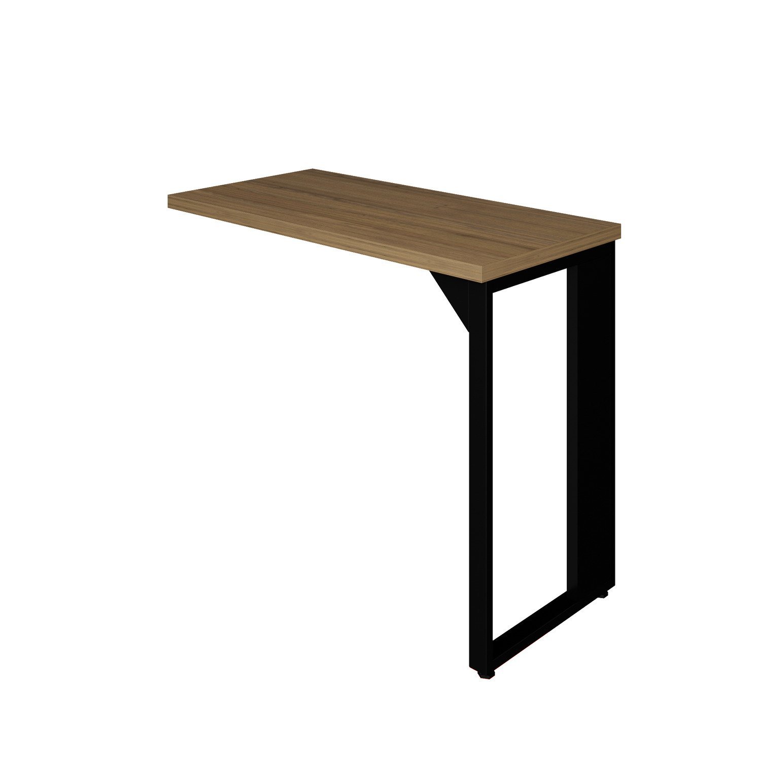 Mesa Retangular Auxiliar Direita/esquerda Pé Metálico Amadeirado /preto