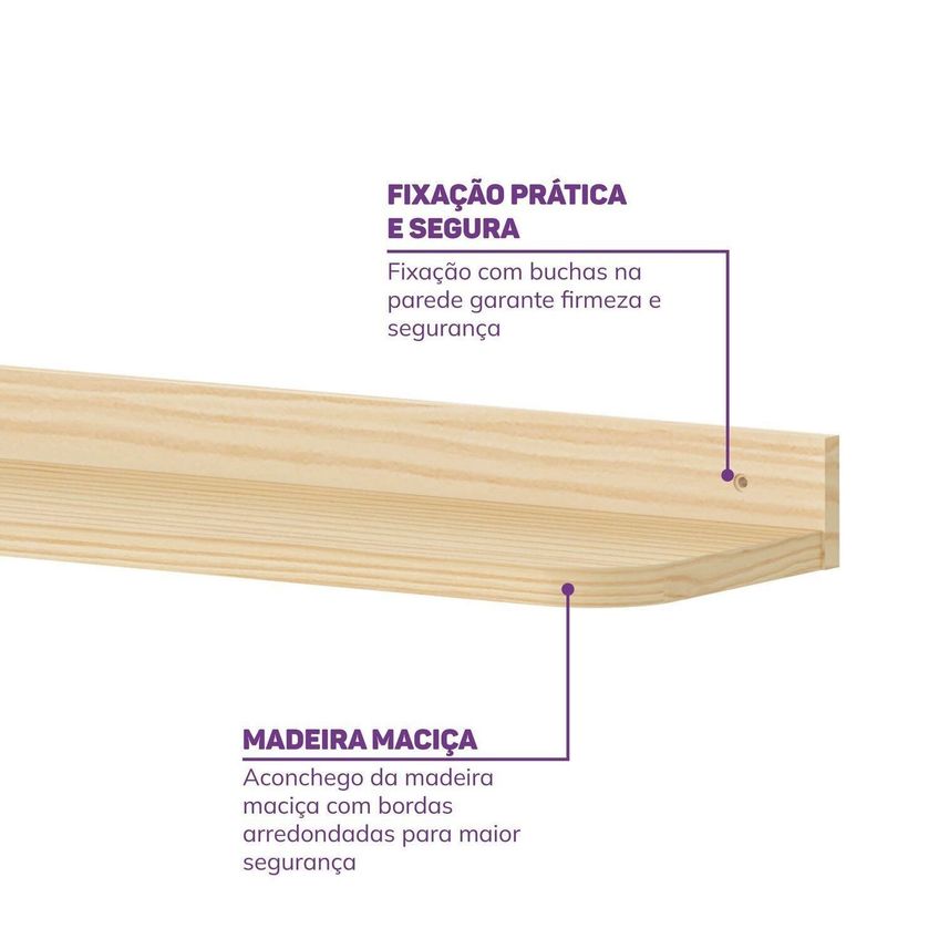 Prateleira Decorativa 90cm Wave Casatema Madeiraoriginals Marrom Natural - imagem 4