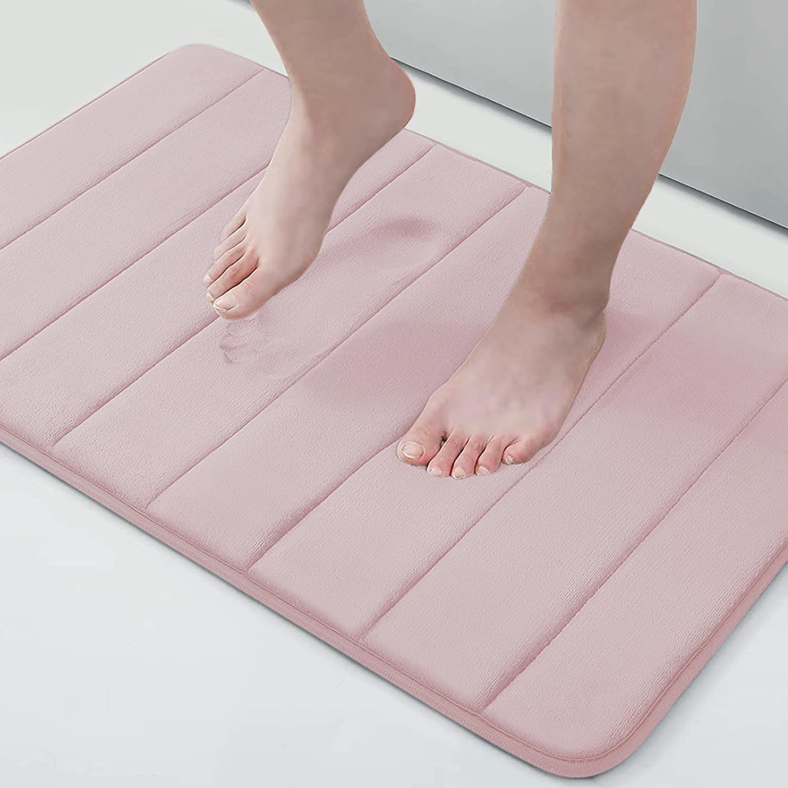 Tapete De Banho Memory Foam Buganda Ultra Soft 30x50cm Peach