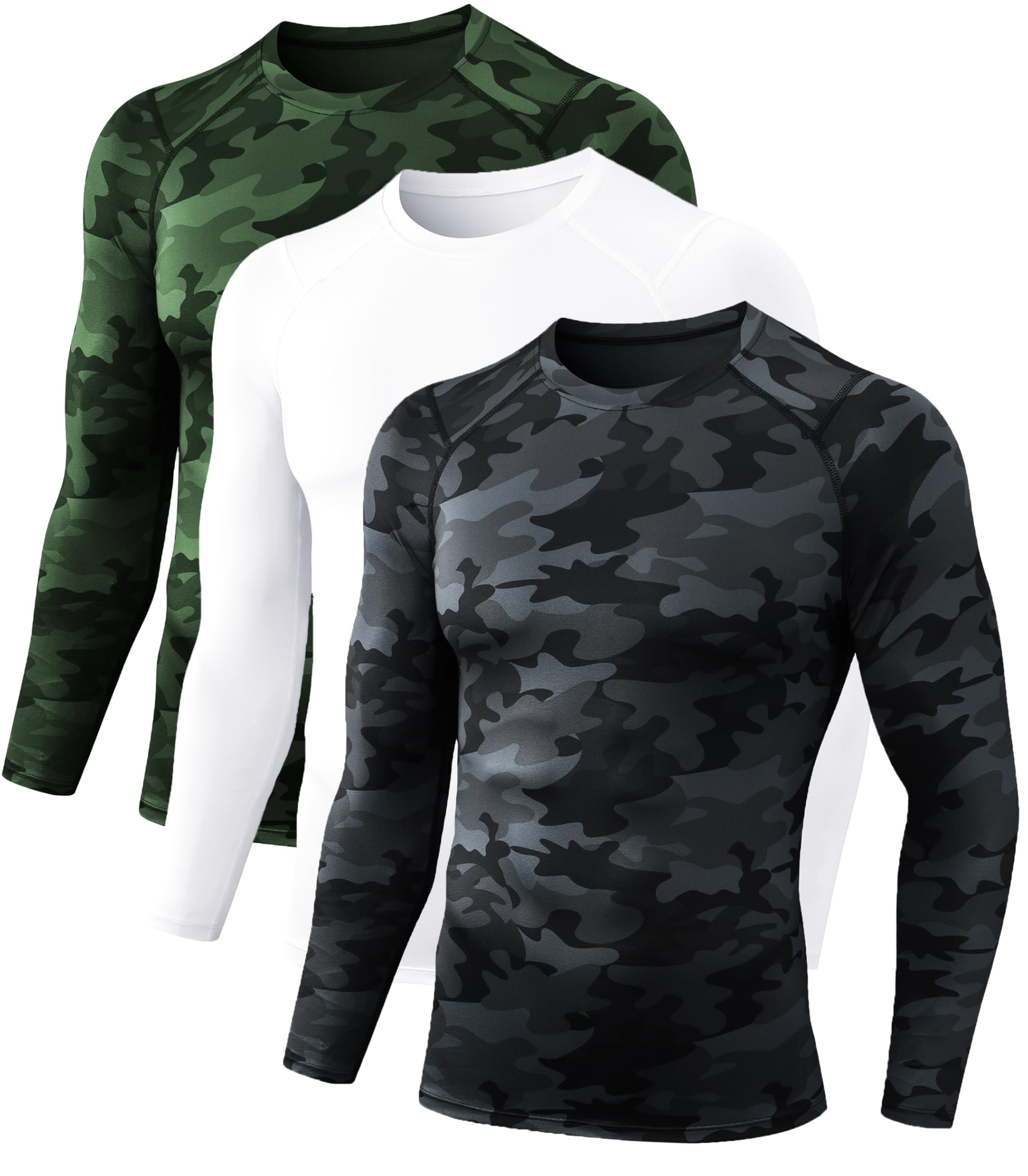 Camisas De Compressão Queerier Para Homens, Pacote Com 3, Manga Comprida