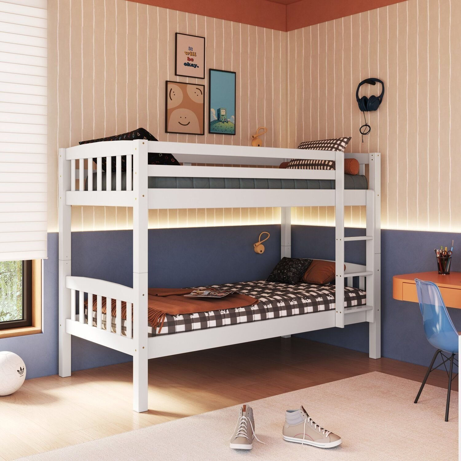 Beliche Bipartido Em Madeira Maciça Bahia Branco